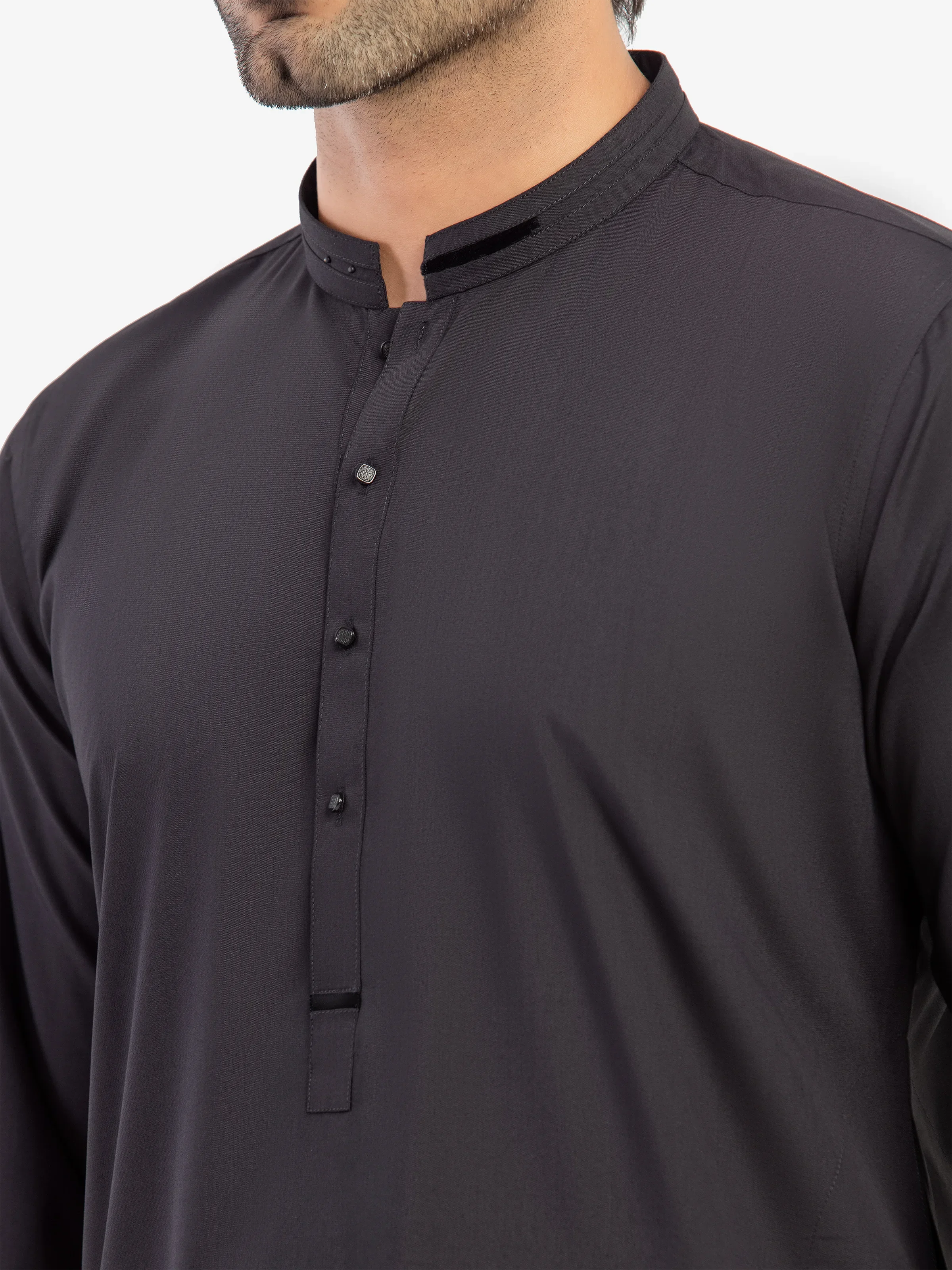 Men's Black Shalwar Kameez - EMTKST5-99615 - Image 3