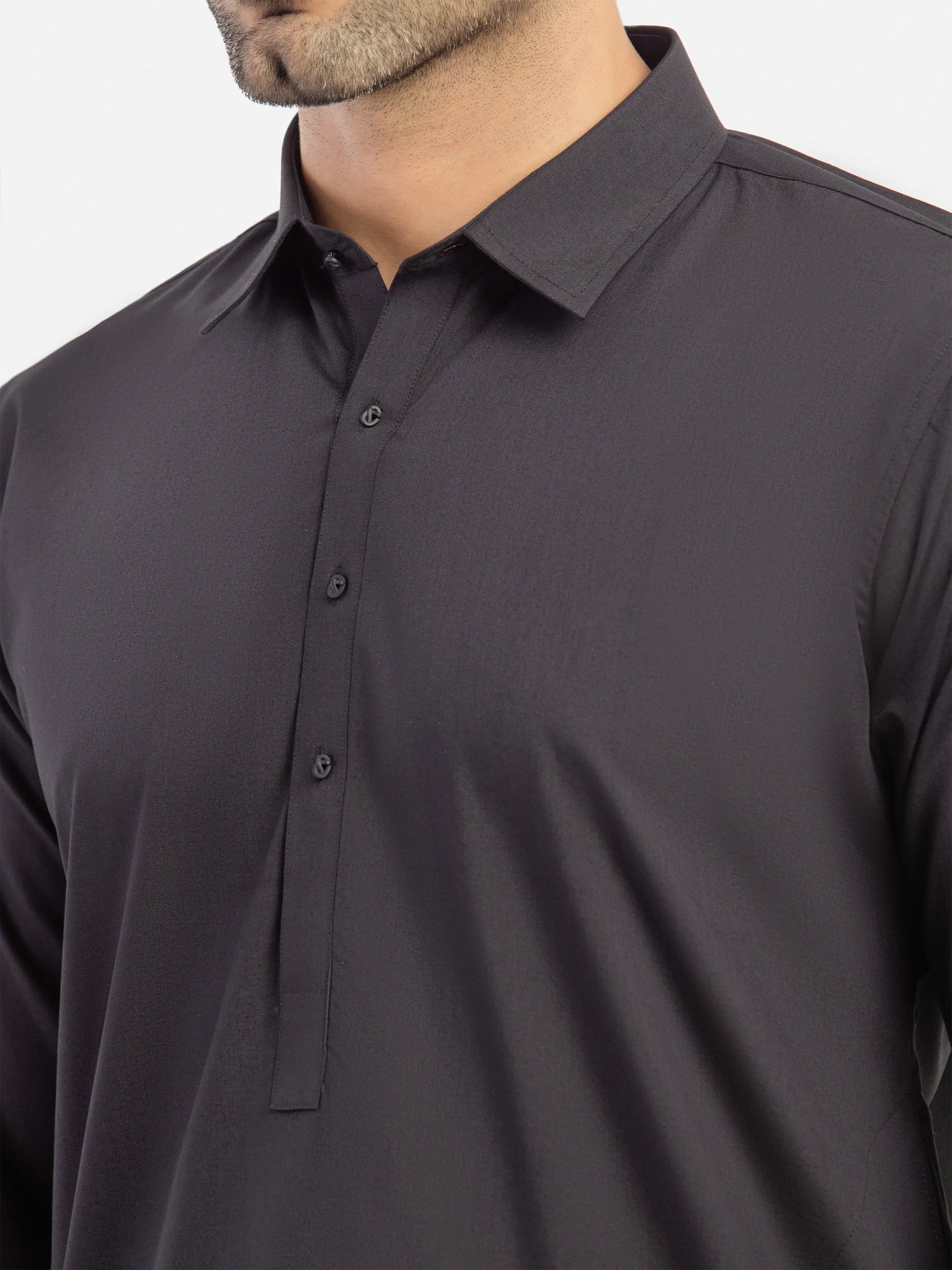 Men's Black Shalwar Kameez - EMTKST5-99618 - Image 3