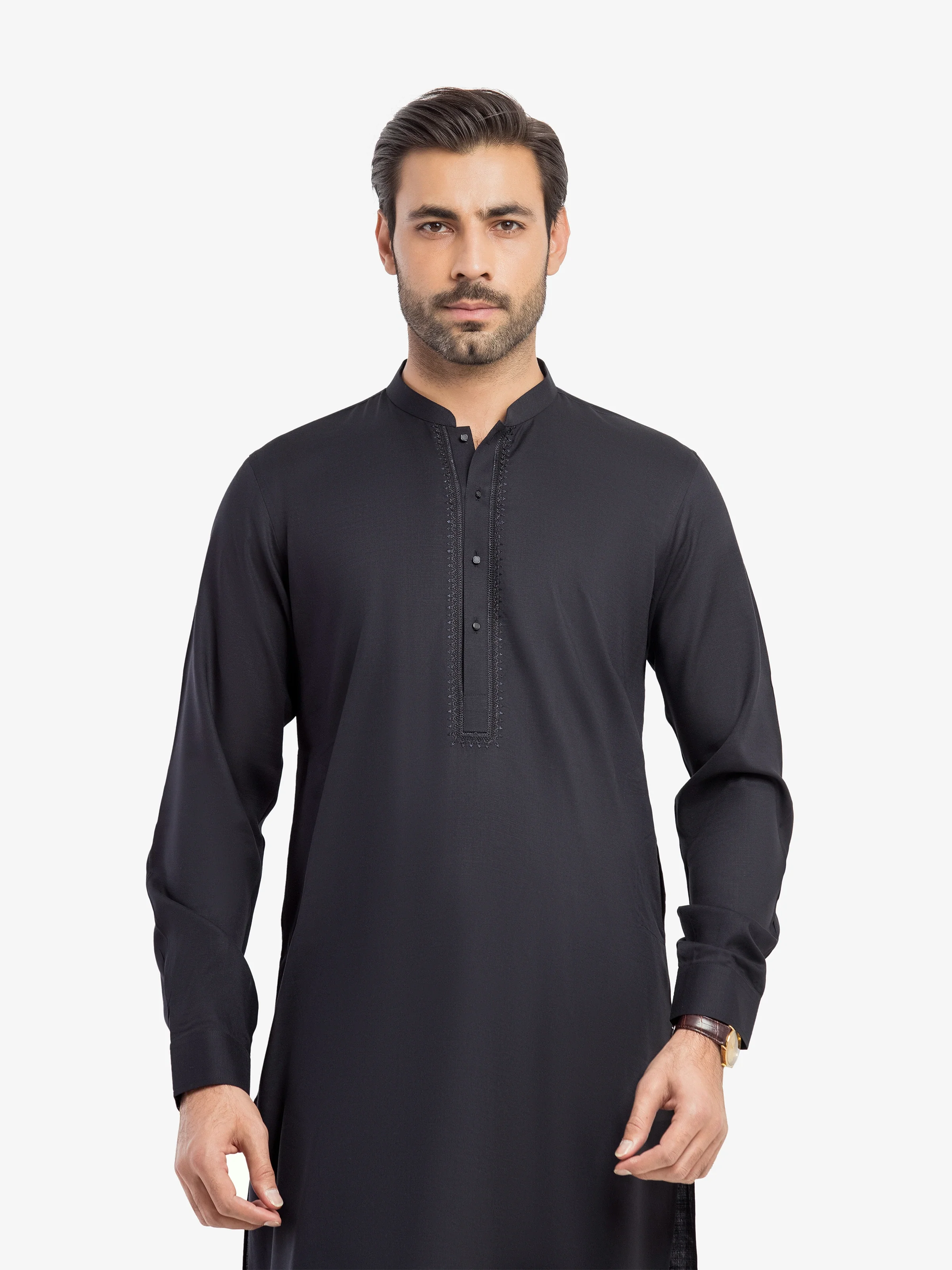 Men's Black Shalwar Kameez - EMTKST5-99627 - Image 2