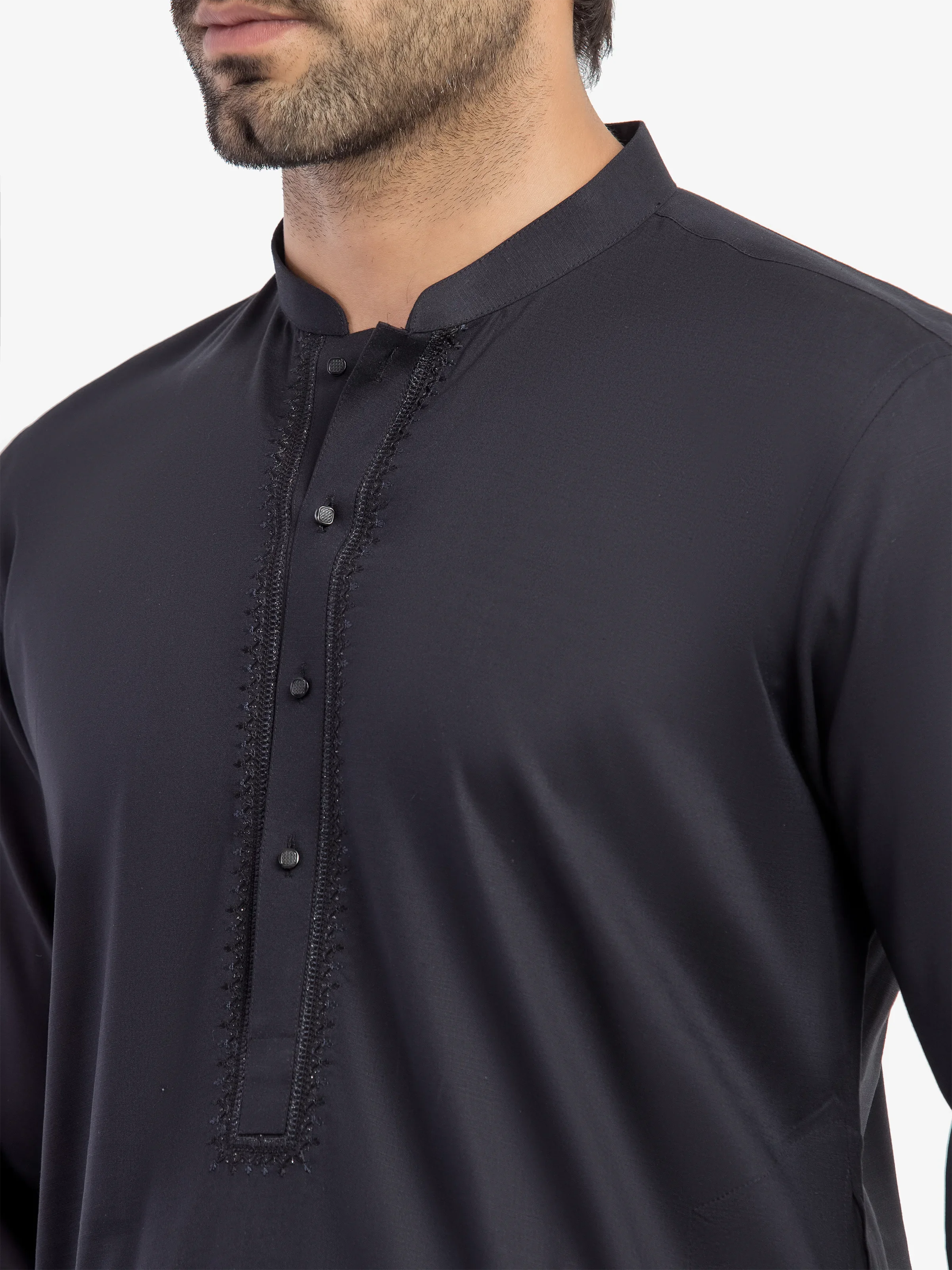 Men's Black Shalwar Kameez - EMTKST5-99627 - Image 3