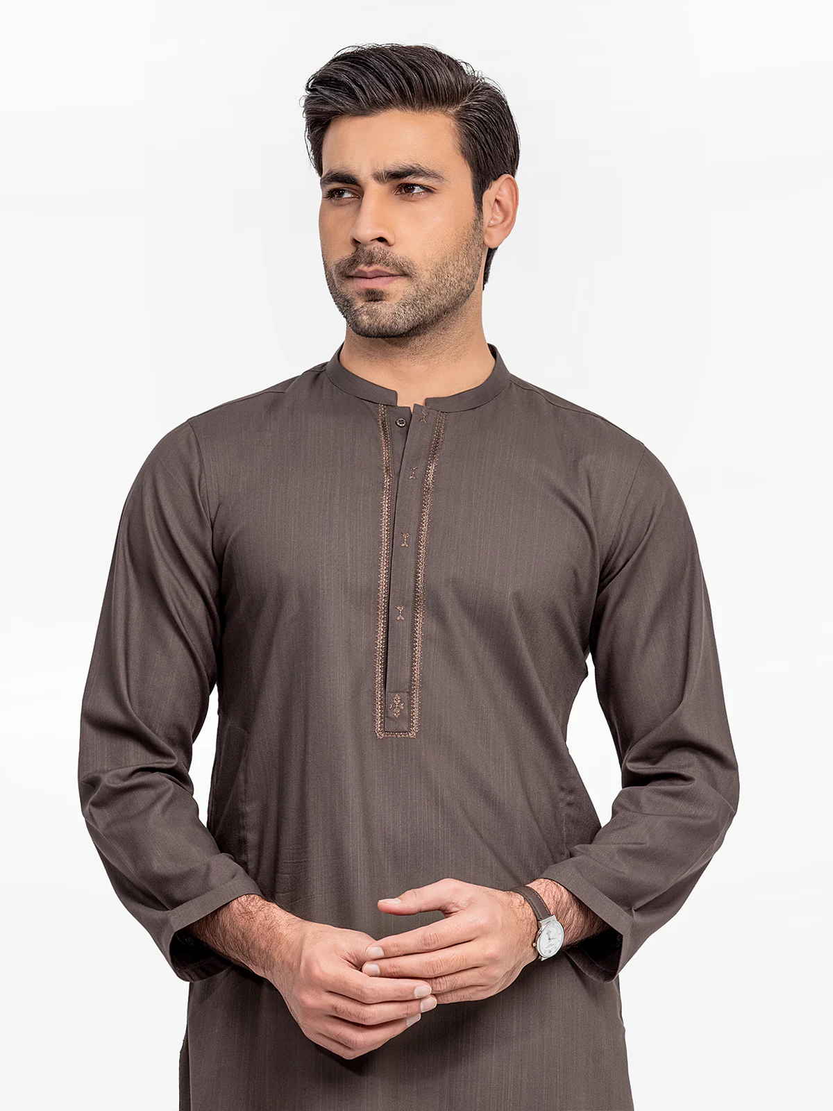 Men's Black Olive Shalwar Kameez - EMTKST24-020 - Image 2