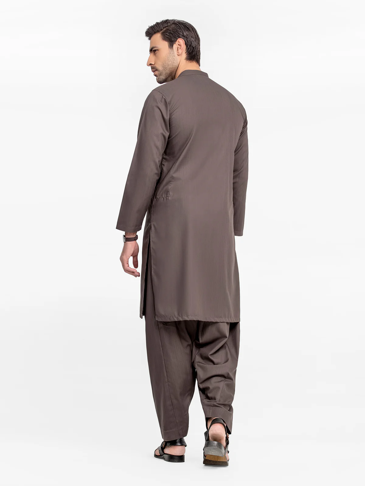 Men's Black Olive Shalwar Kameez - EMTKST24-020 - Image 5