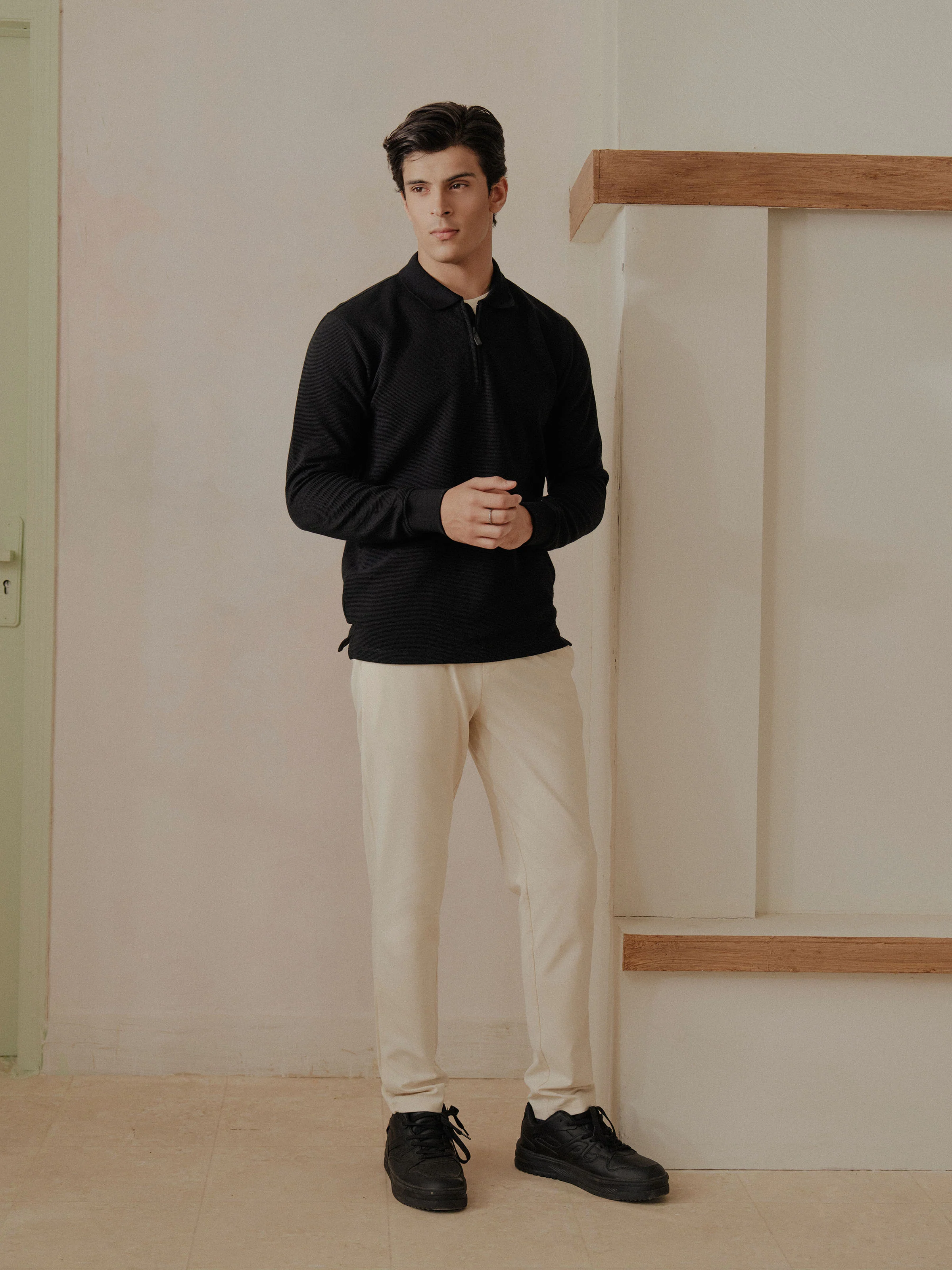 Men's Black Polo Shirt - EMTPFS5-007 - Image 3