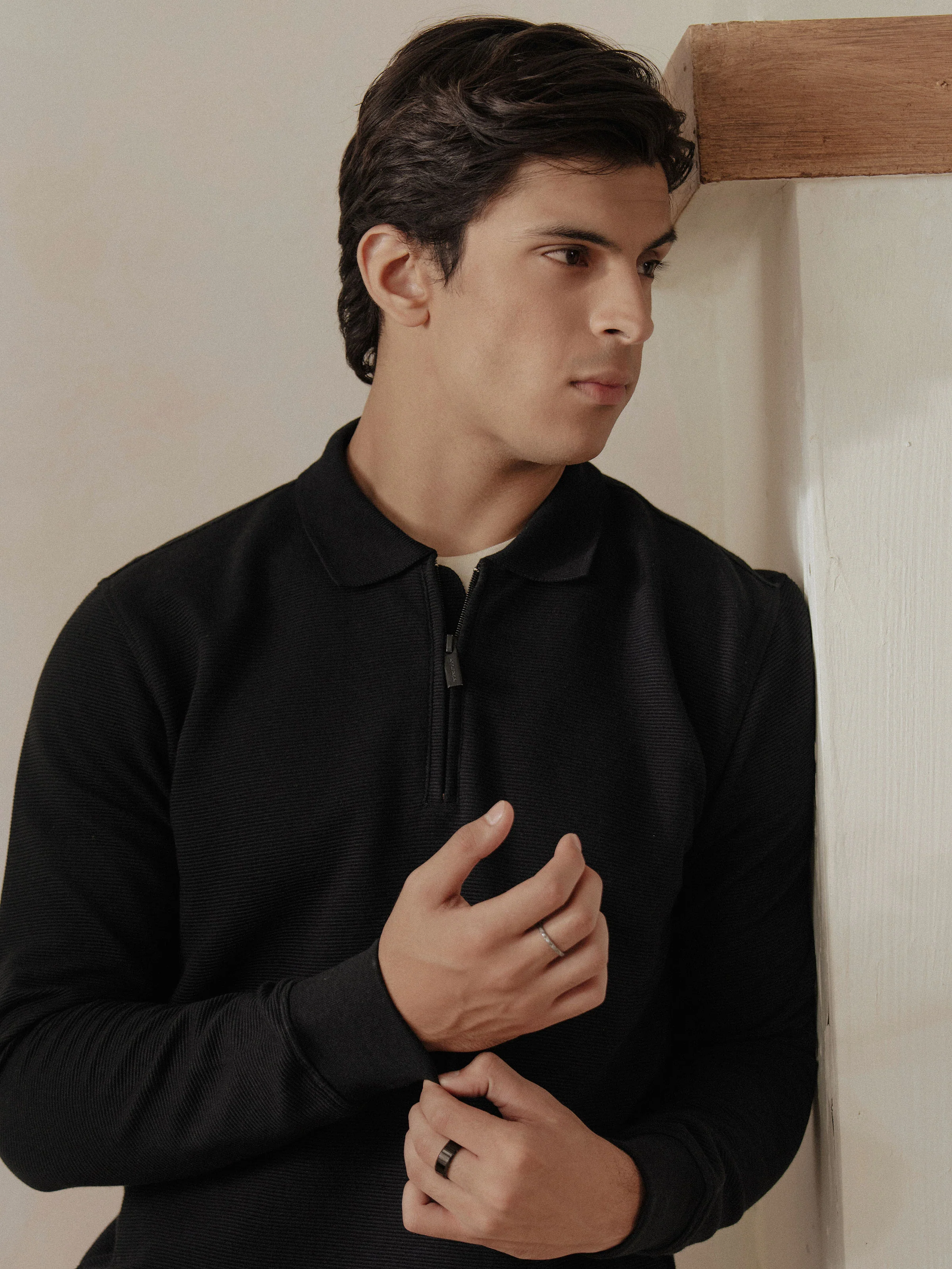 Men's Black Polo Shirt - EMTPFS5-007 - Image 4
