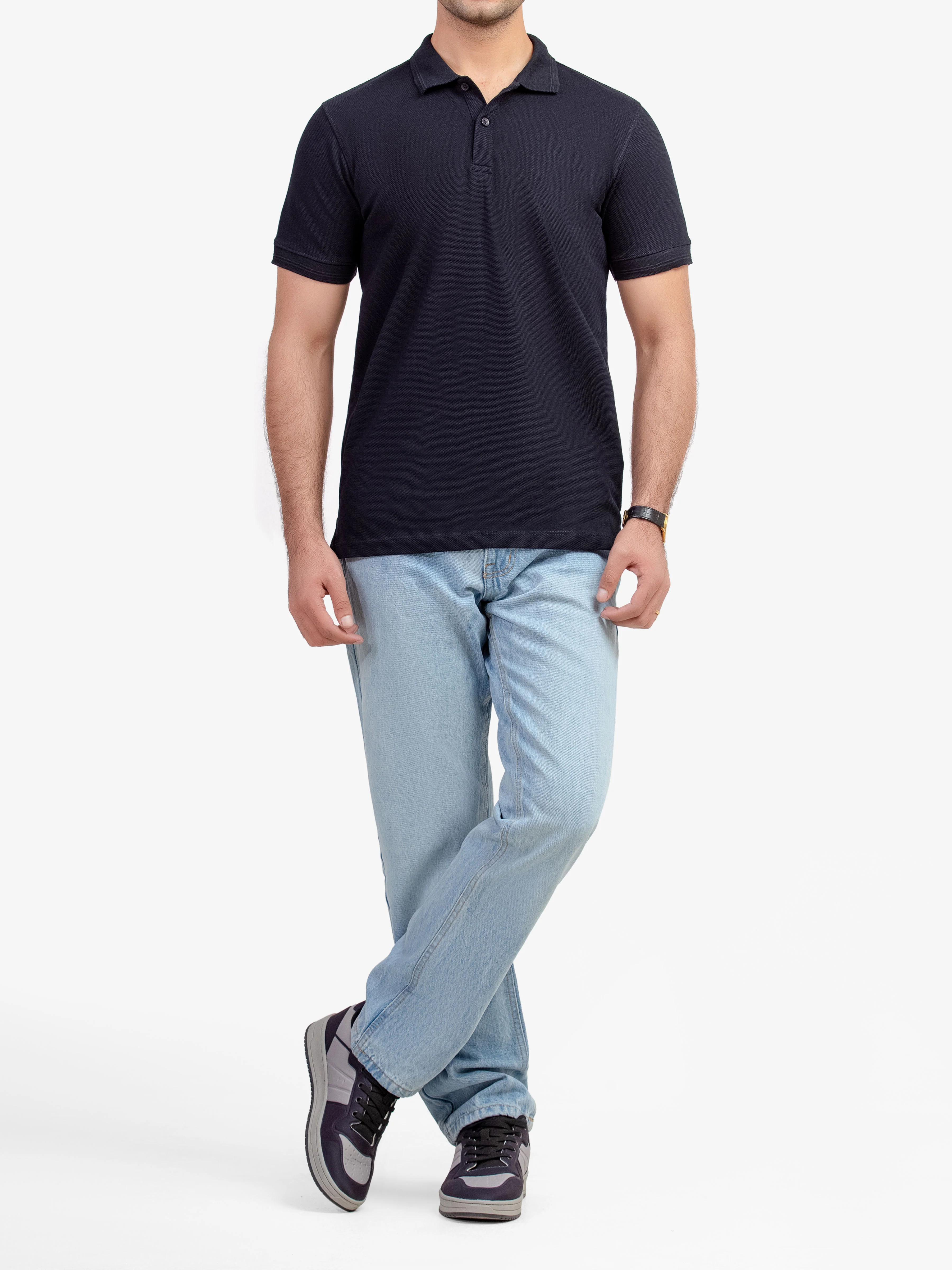 Men's Black Polo Shirt - EMTPS5-032 - Image 2