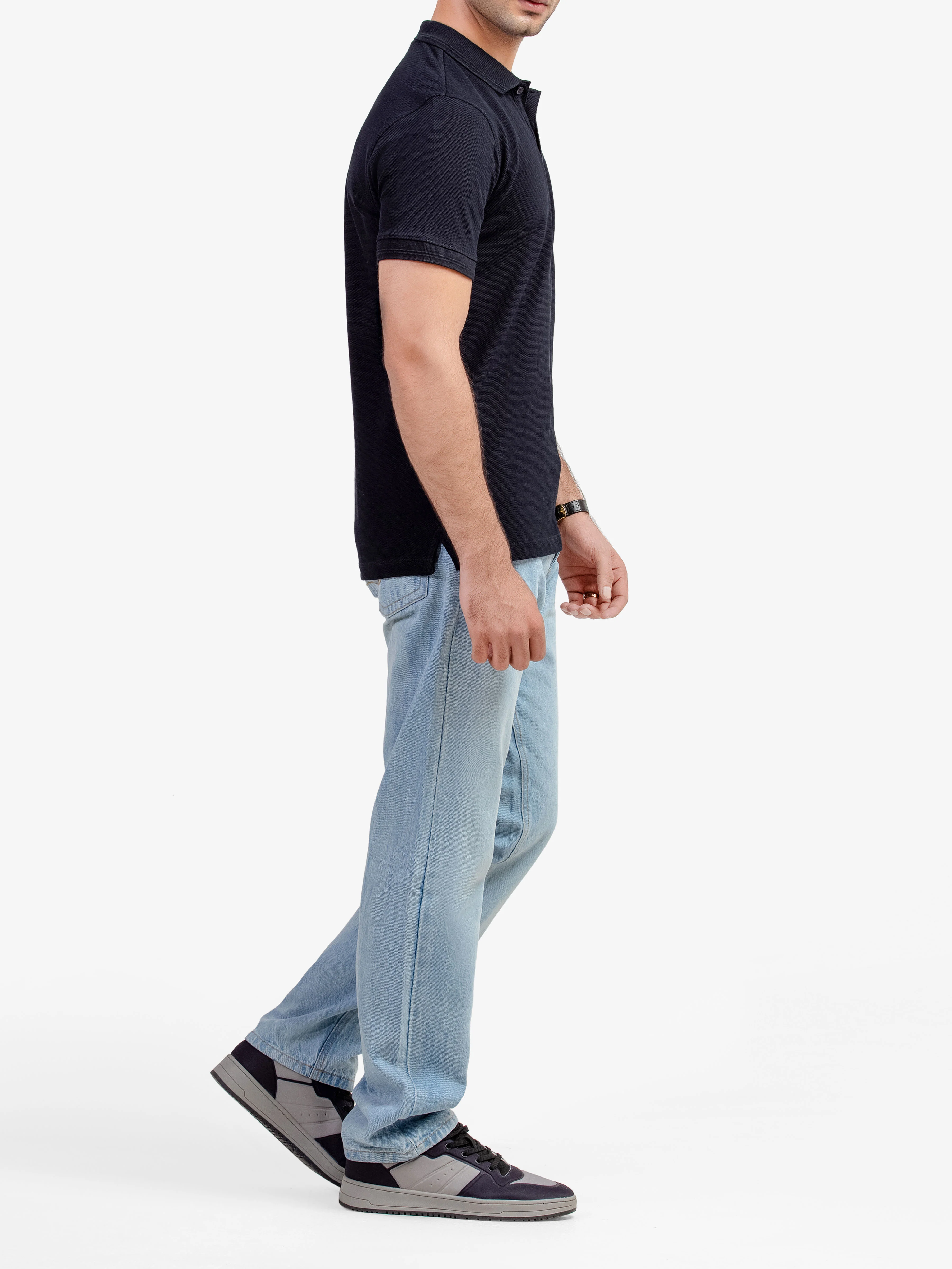 Men's Black Polo Shirt - EMTPS5-032 - Image 4