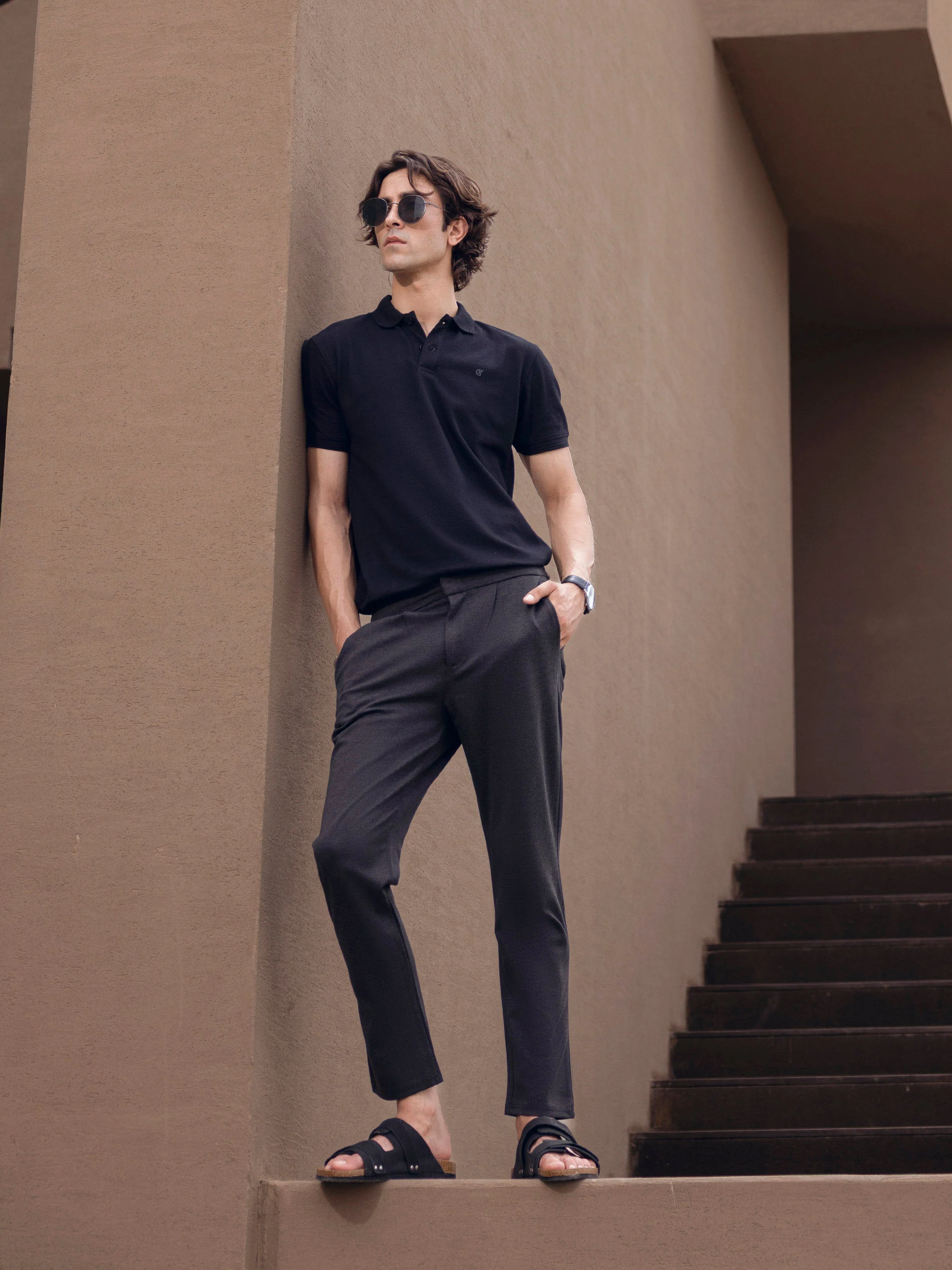 Men's Black Polo Shirt - EMTPS5-061 - Image 2