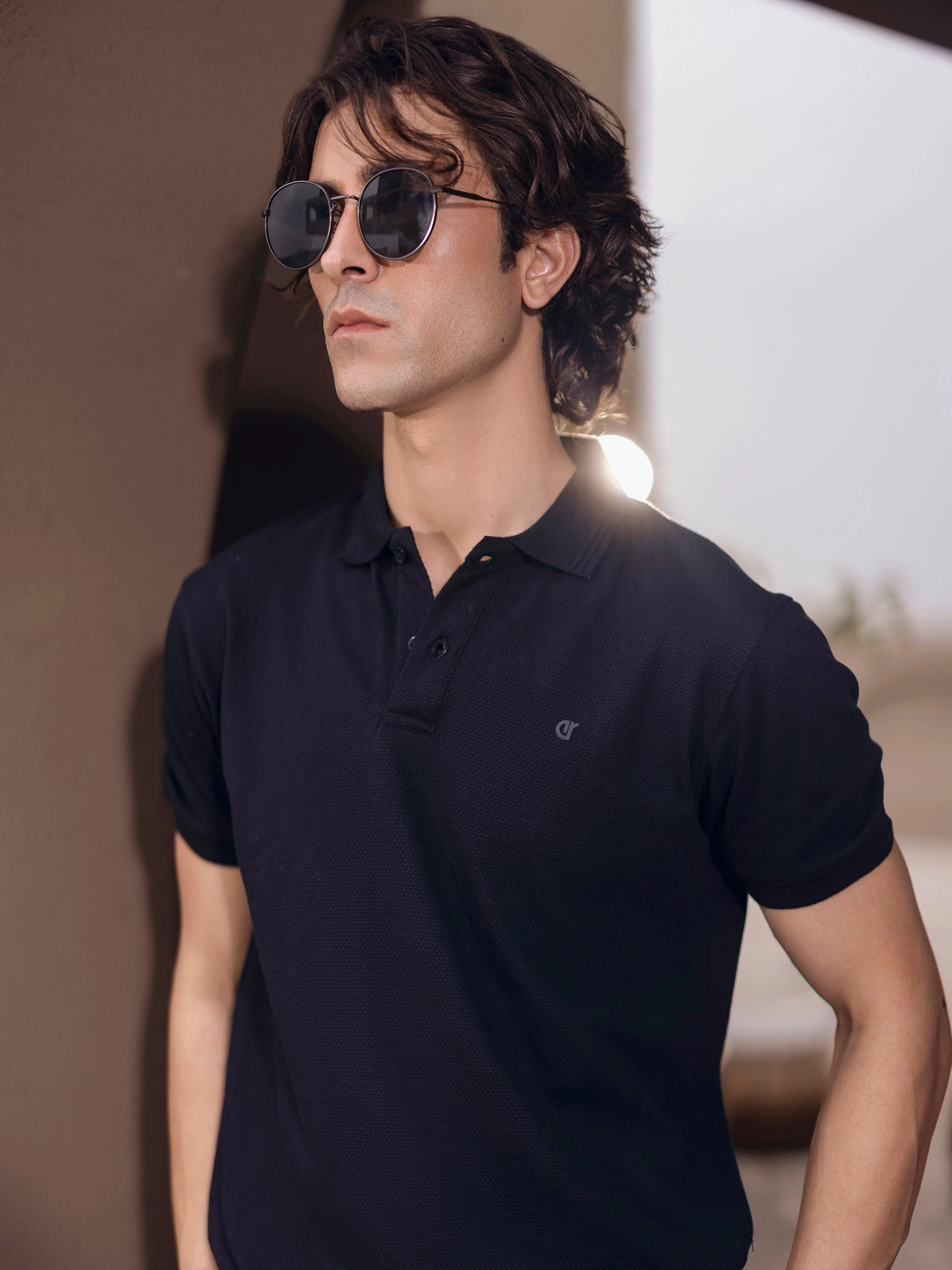 Men's Black Polo Shirt - EMTPS5-061 - Image 4