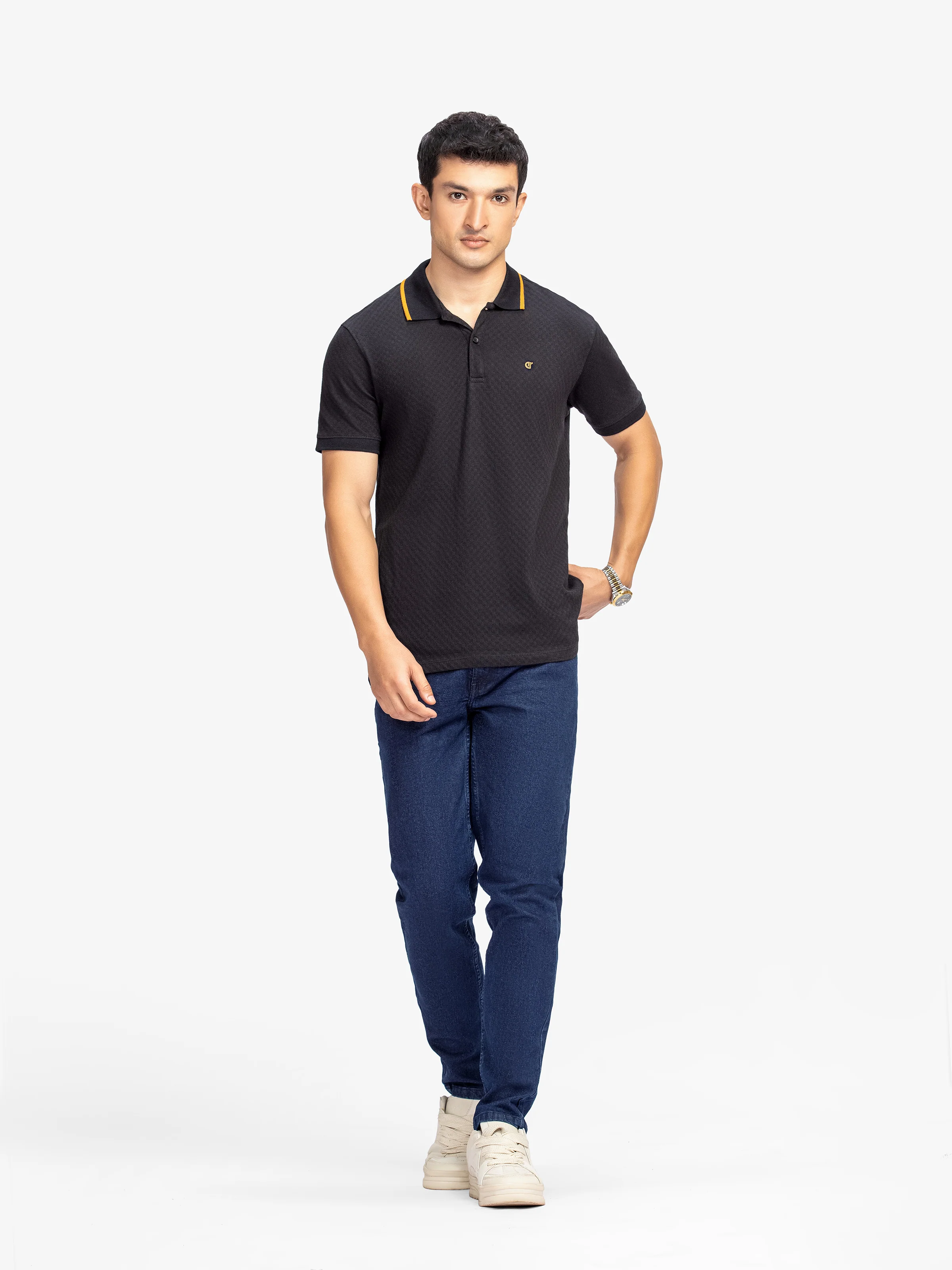 Men's Black Polo Shirt - EMTPS6-087 - Image 3