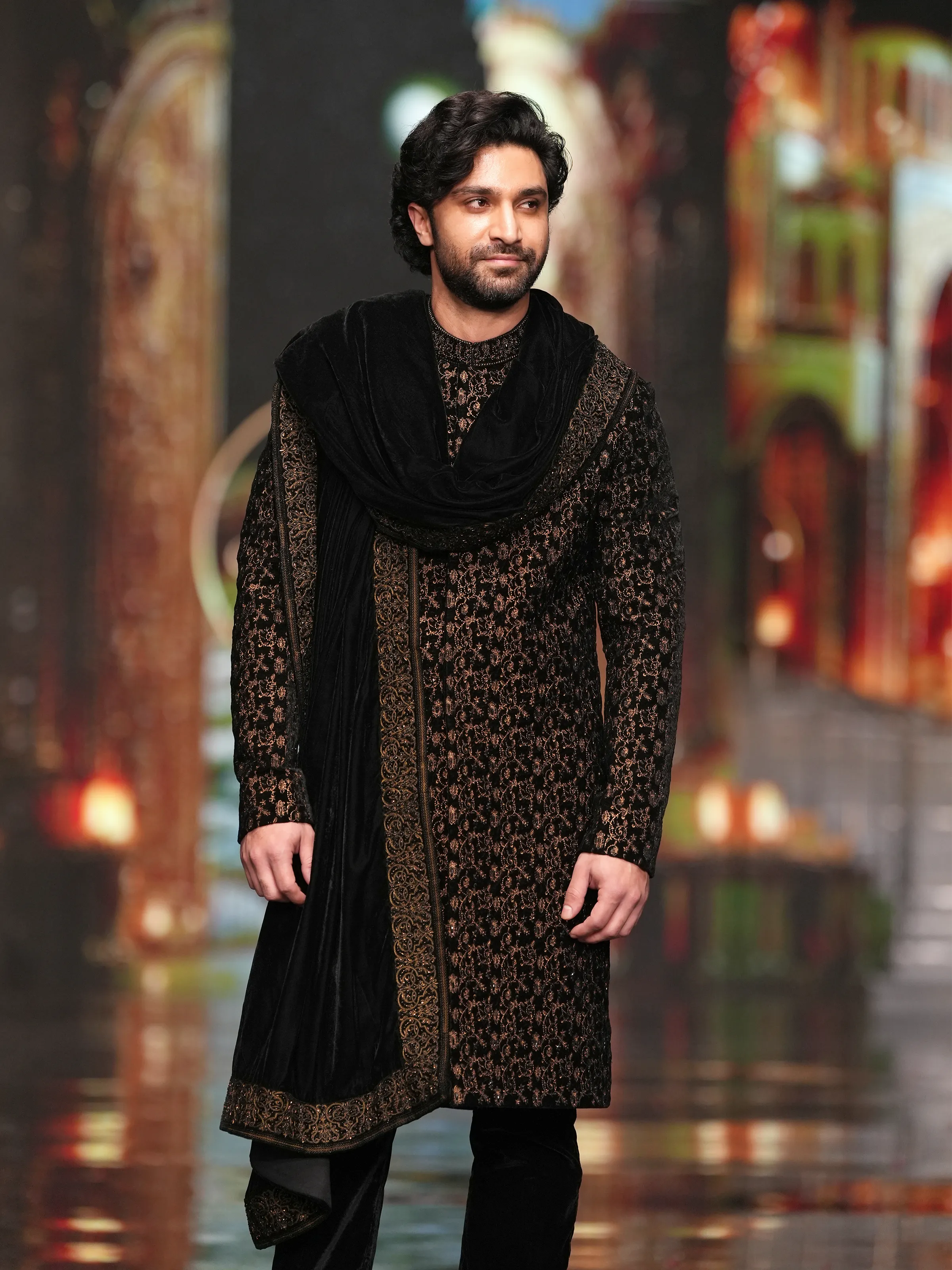 Men's Black Sherwani - ECMTSS5-001 - Image 2
