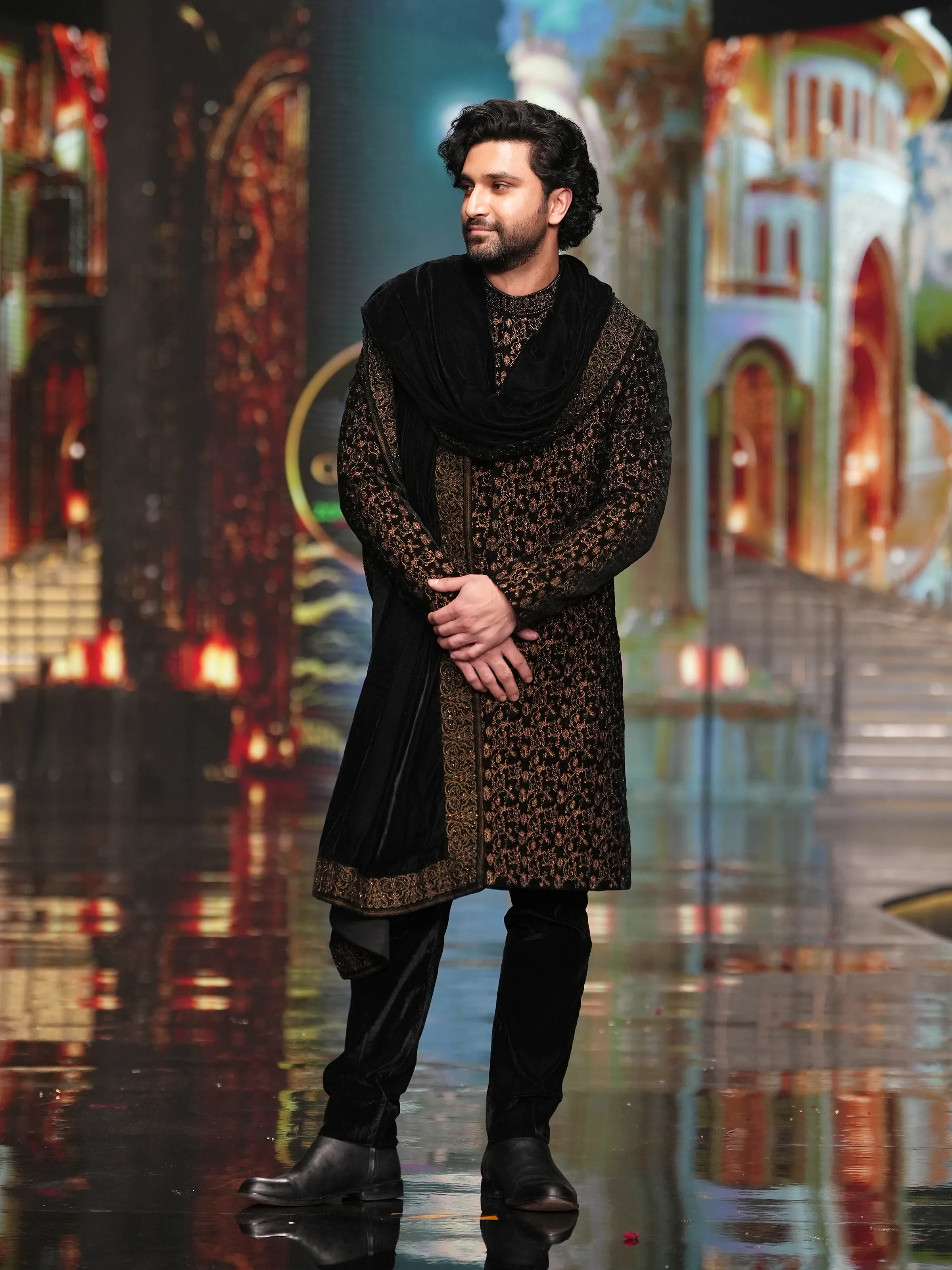 Men's Black Sherwani - ECMTSS5-001 - Image 6