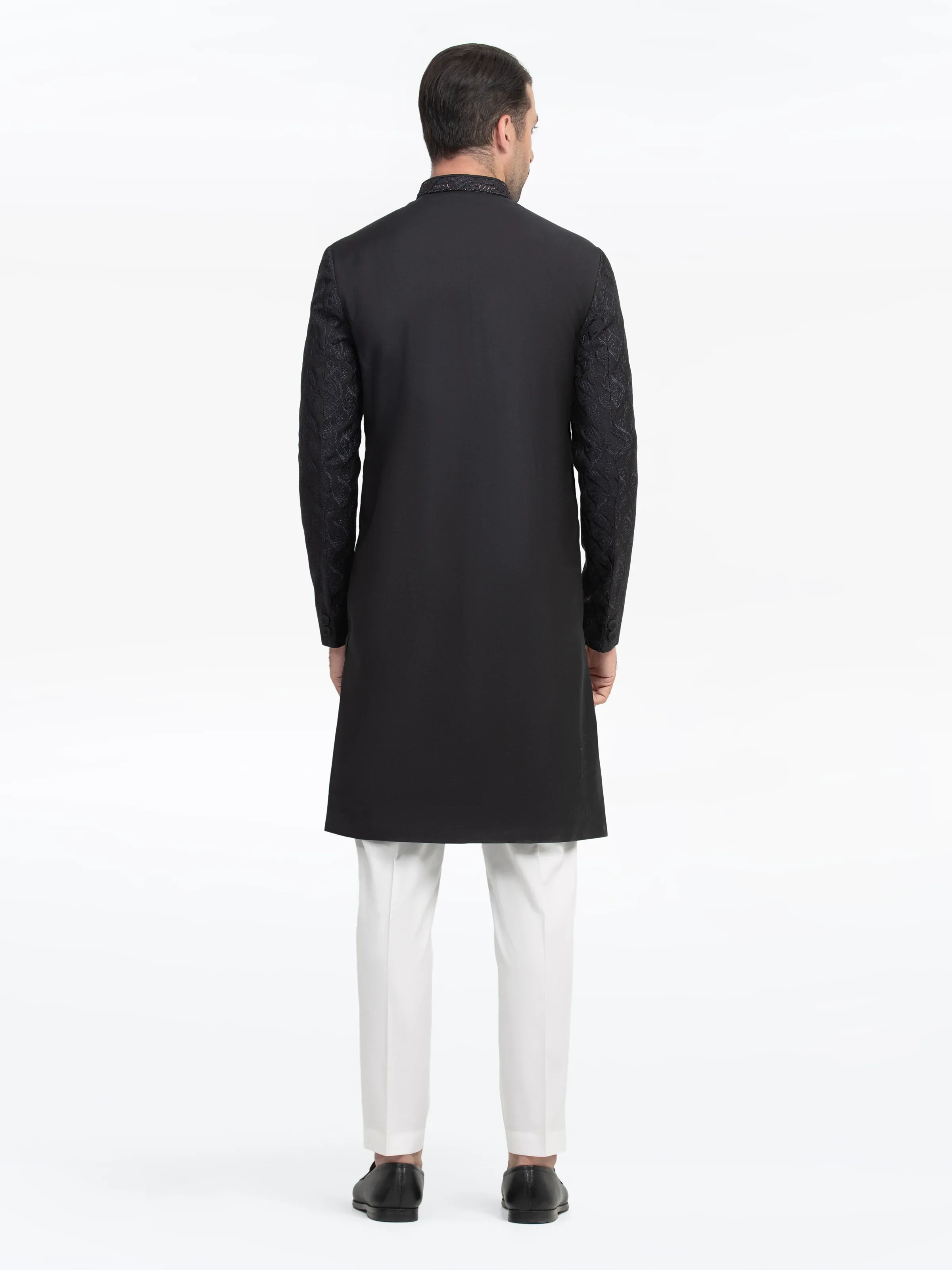 Men's Black Sherwani - EMTS5-7223 - Image 5