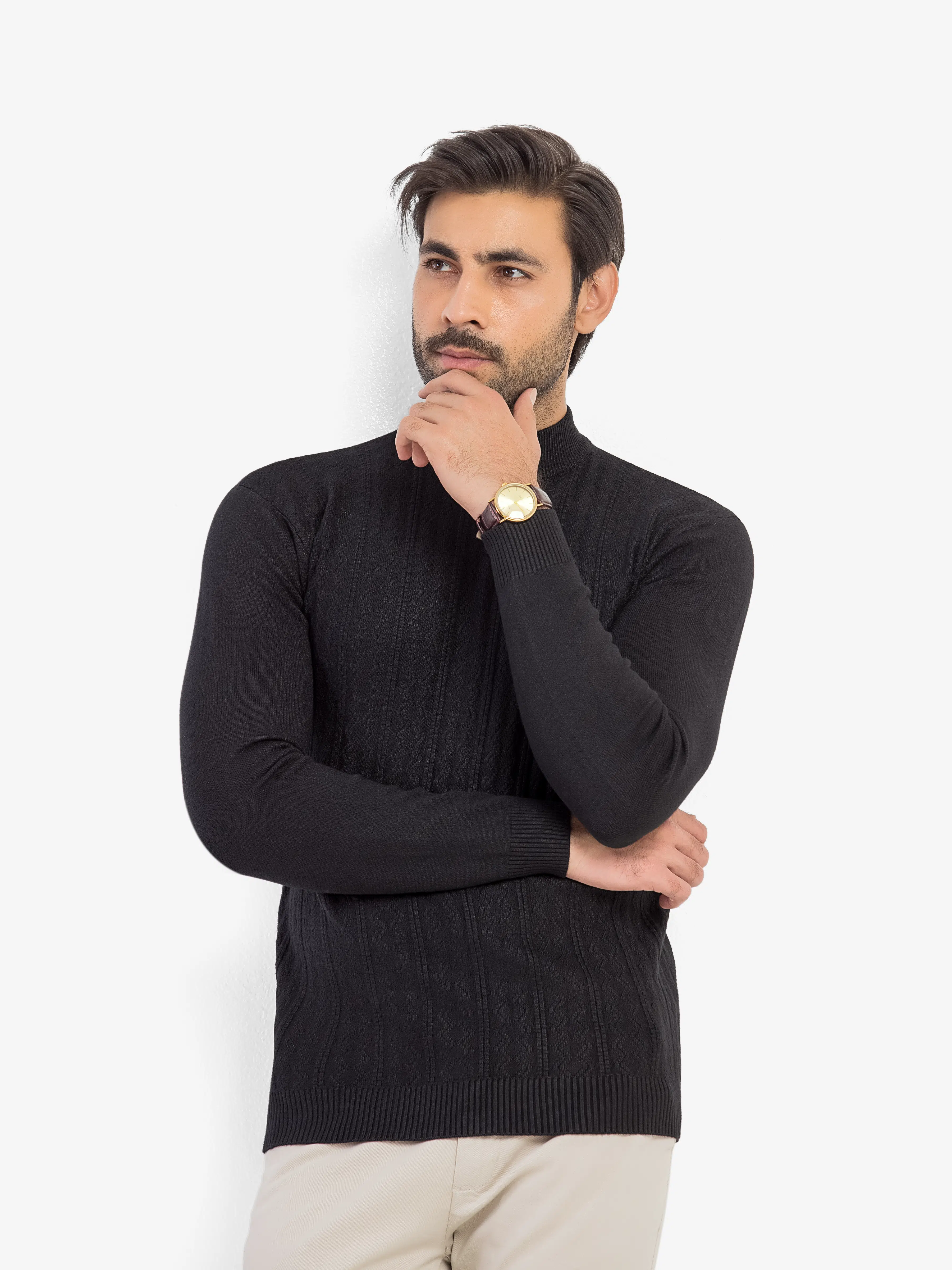 Men's Black Sweater - EMTSWT5-005 - Image 2