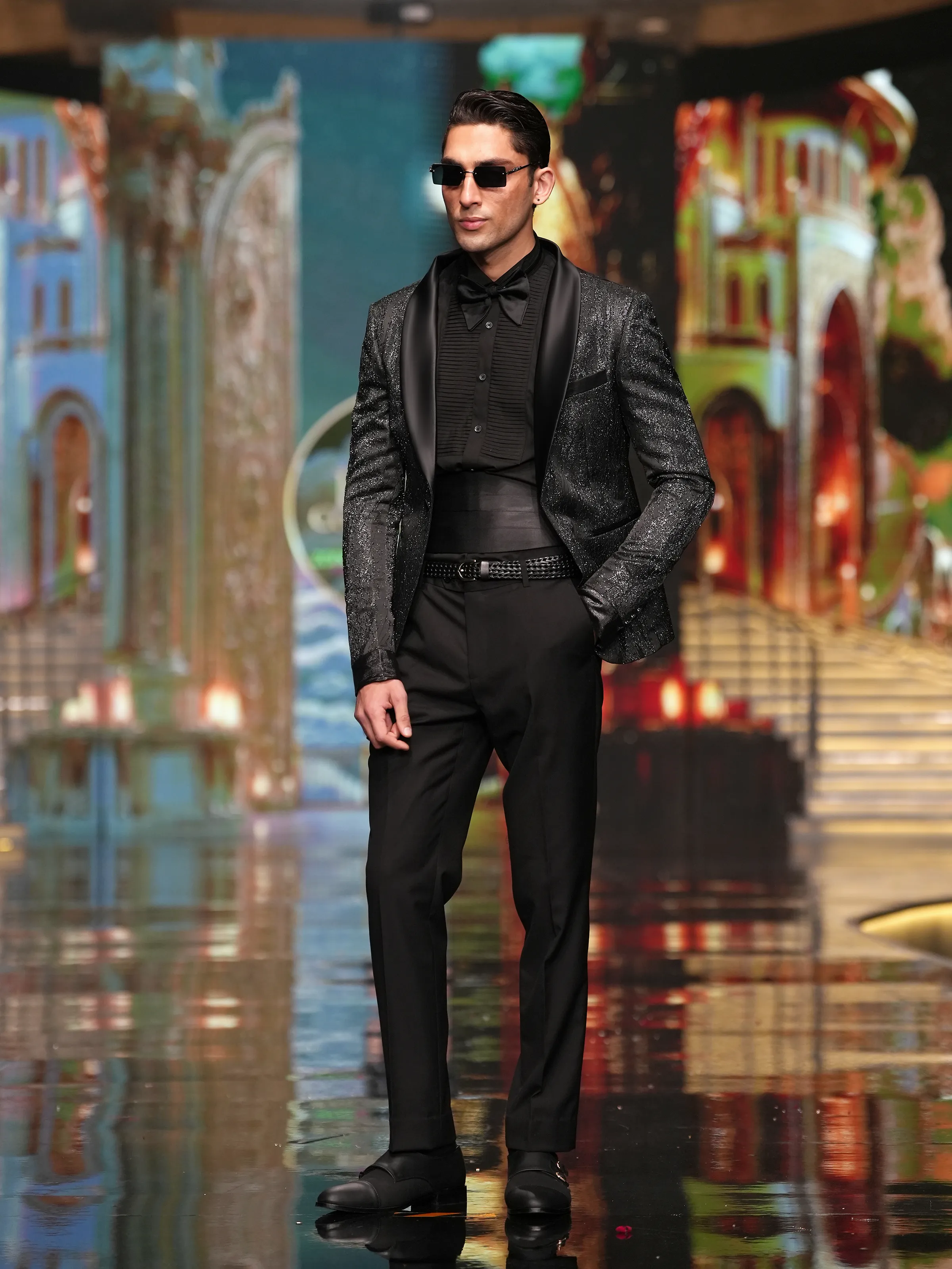 Rounded Shawl Collar Tuxedo Suit - ECMTCPT5-1014 - Image 3