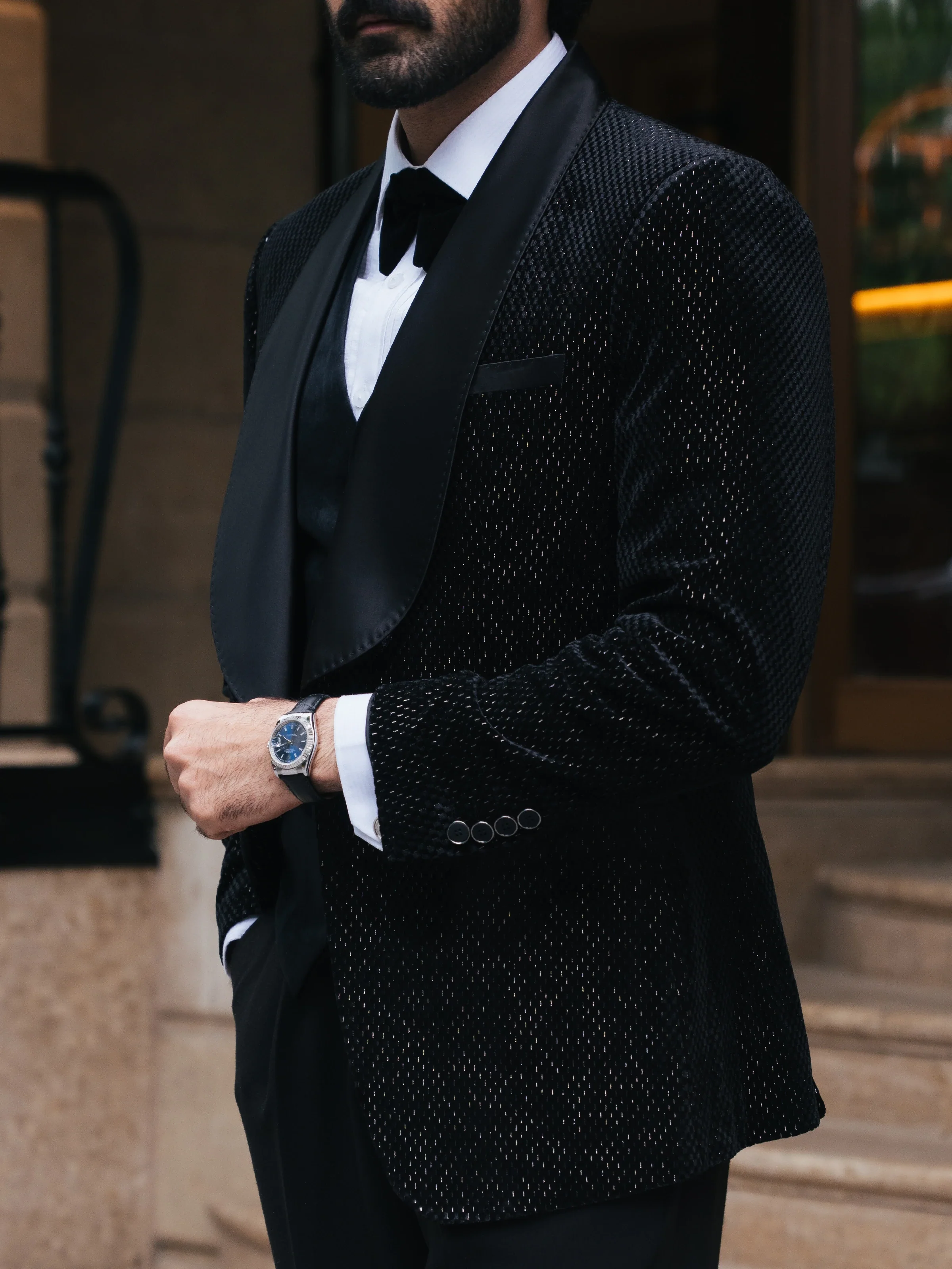 Rounded Shawl Collar Tuxedo Suit - ECMTCPT5-1015 - Image 3