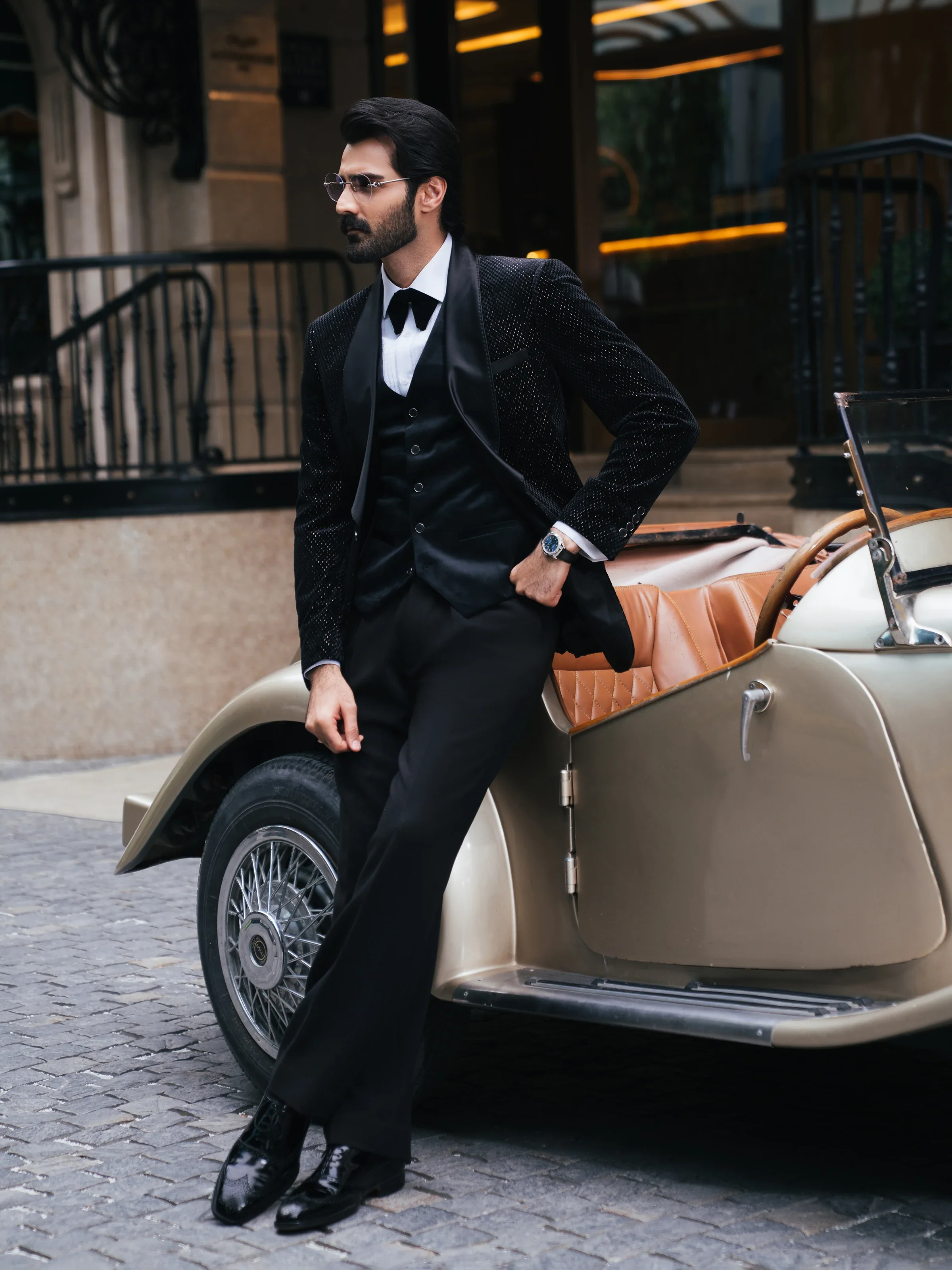 Rounded Shawl Collar Tuxedo Suit - ECMTCPT5-1015 - Image 5