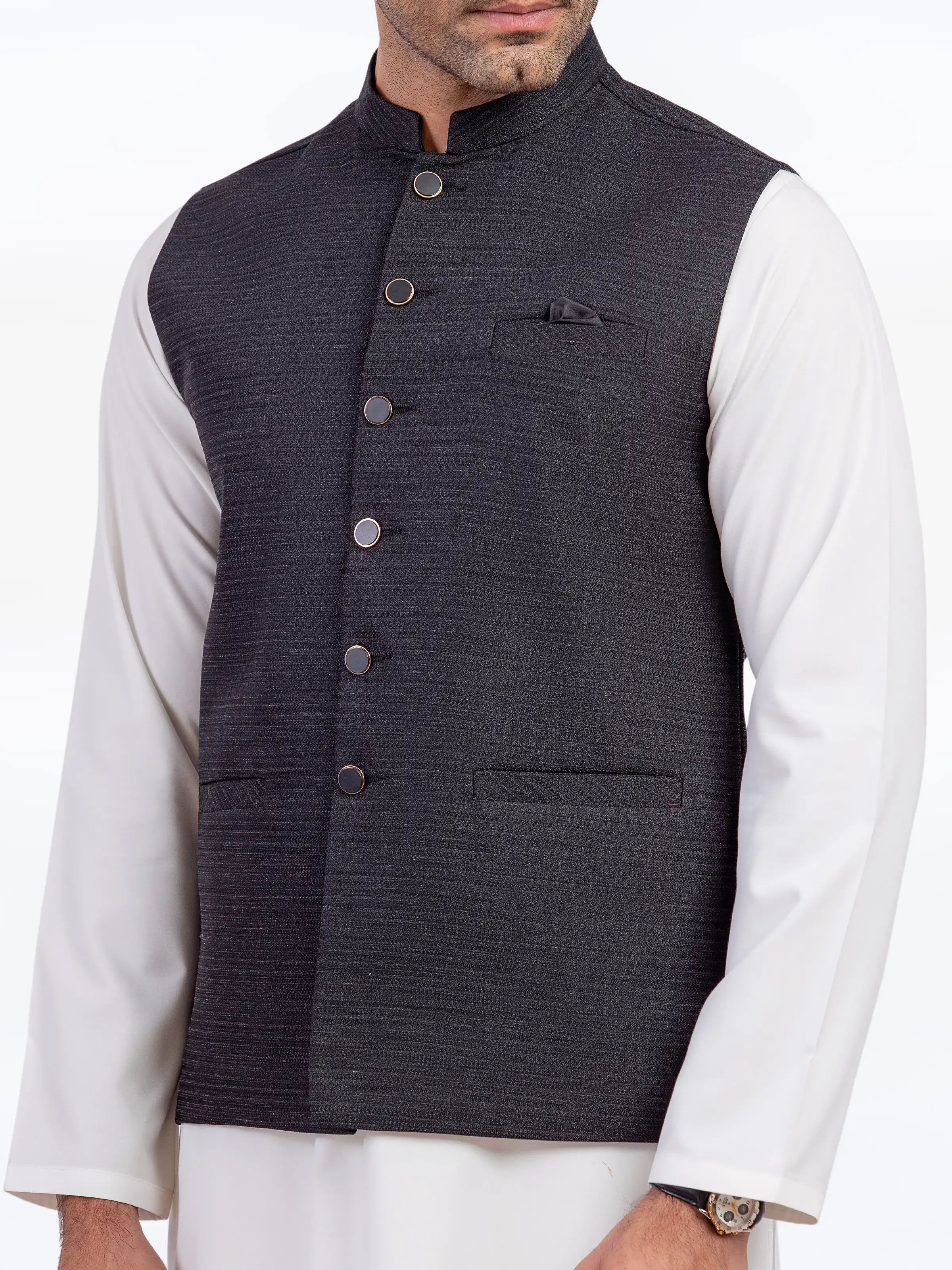 Men's Black Waist Coat - EMTWC5-35956 - Image 3