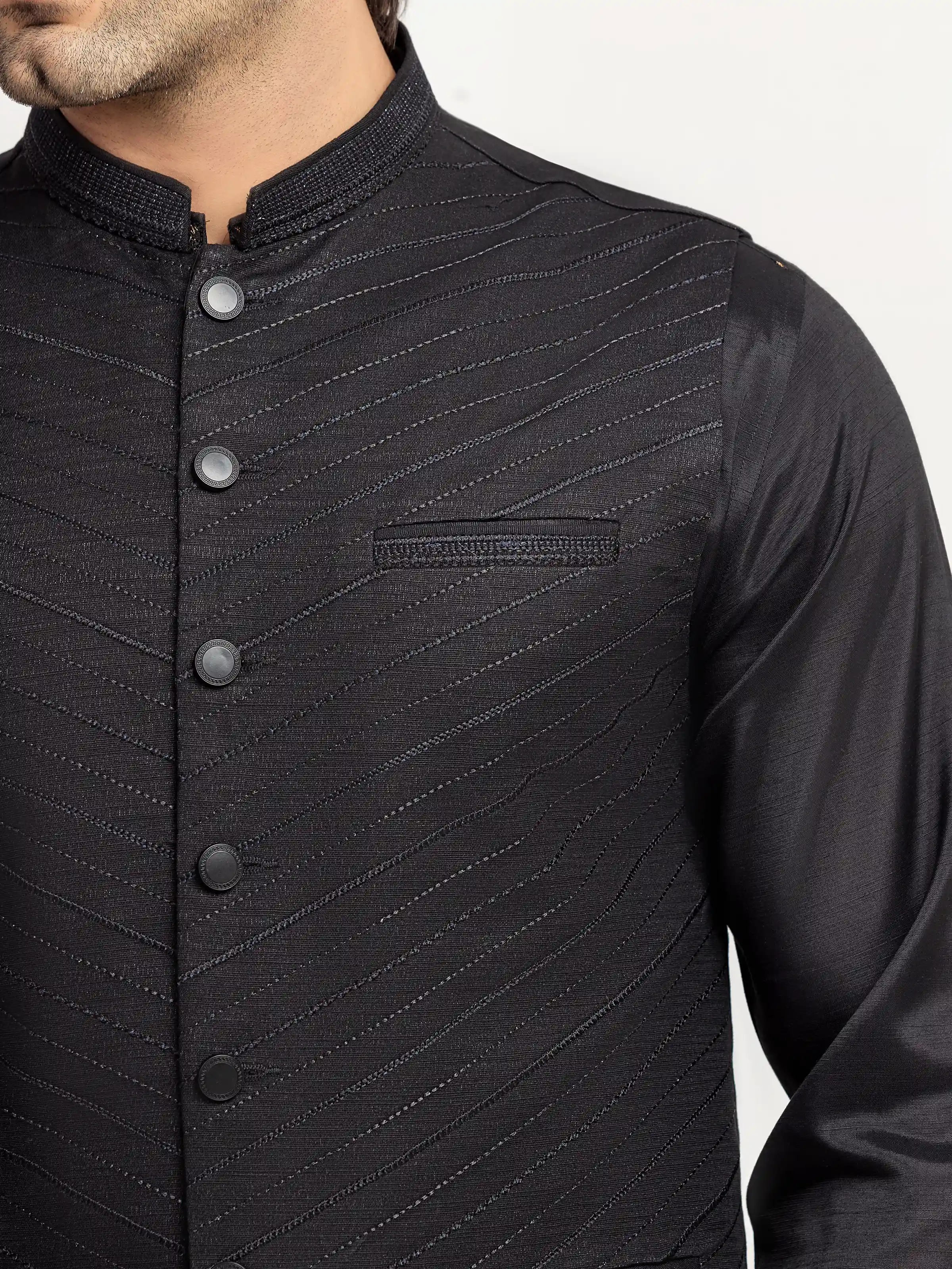 Men's Black Waist Coat - EMTWCE5-35995 - Image 3