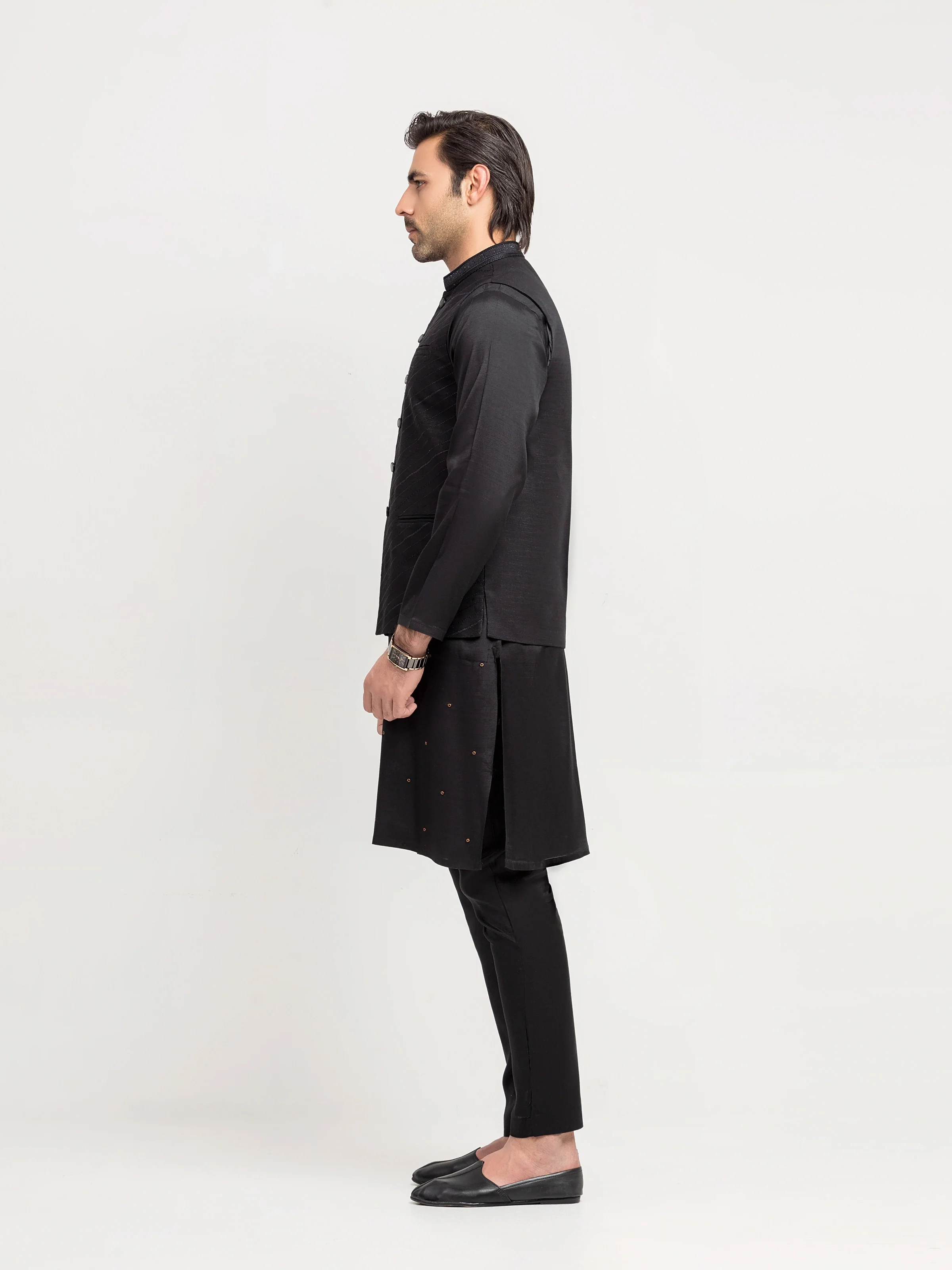 Men's Black Waist Coat - EMTWCE5-35995 - Image 4