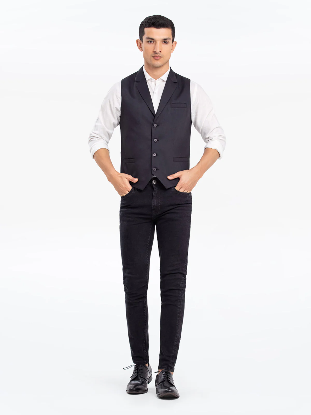Men's Black Waist Coat - EMTWCF24-35906 - Image 2