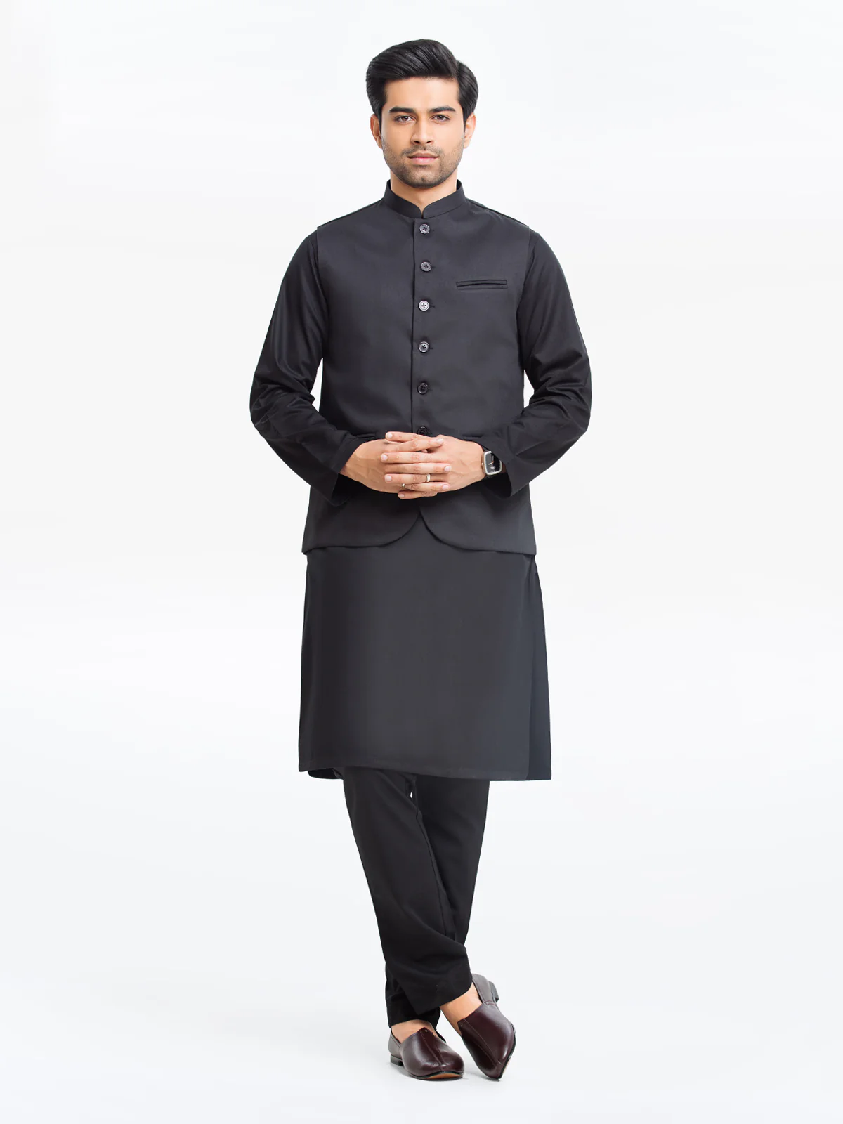 Men's Black Waist Coat  - EMTWCP24-35901 - Image 2