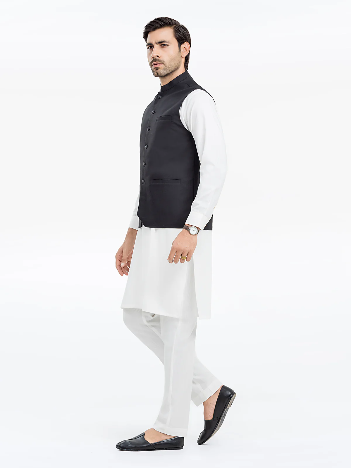 Men's Black Waist Coat - EMTWCP24-35926 - Image 4