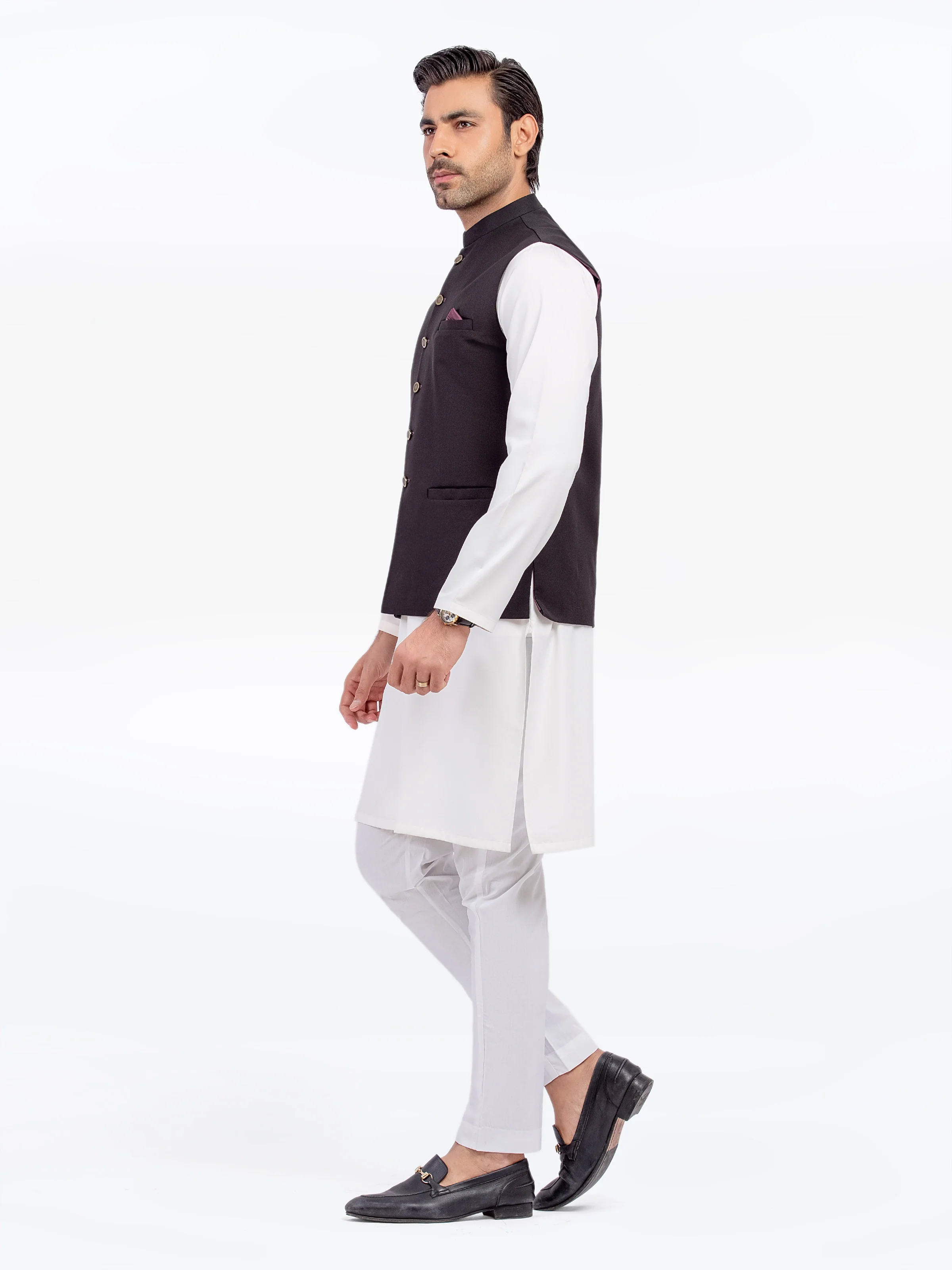Men's Black Waist Coat - EMTWCP5-35951 - Image 4
