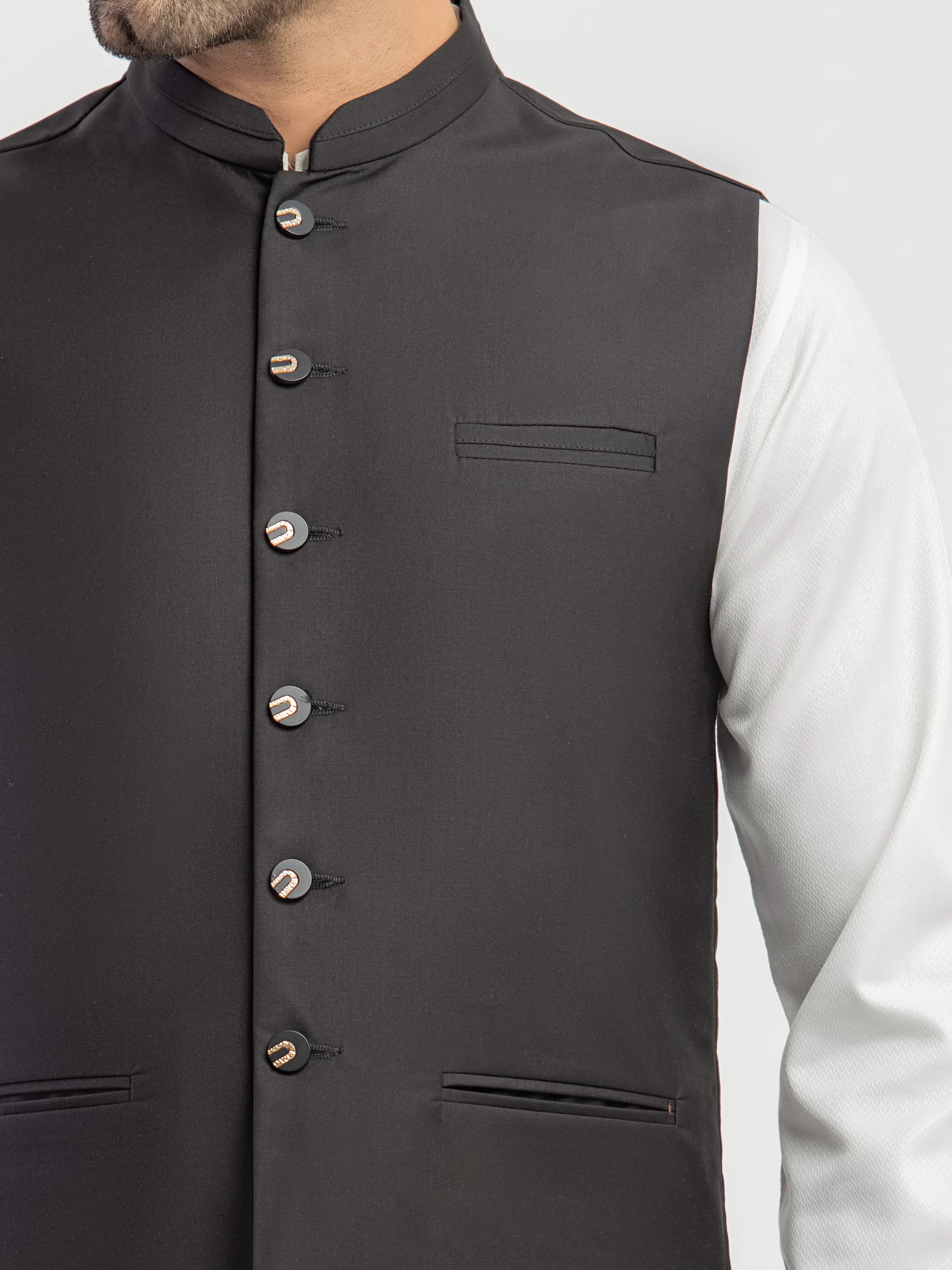 Men's Black Waist Coat - EMTWCP5-35974 - Image 3