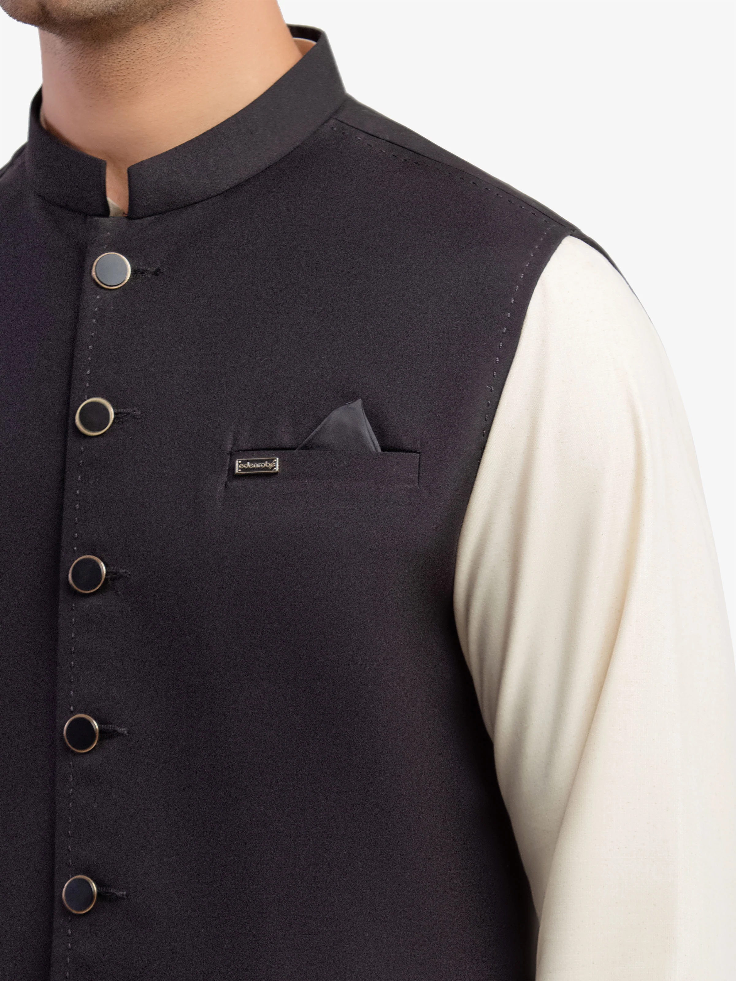 Men's Black Waist Coat - EMTWCP5-35977 - Image 3