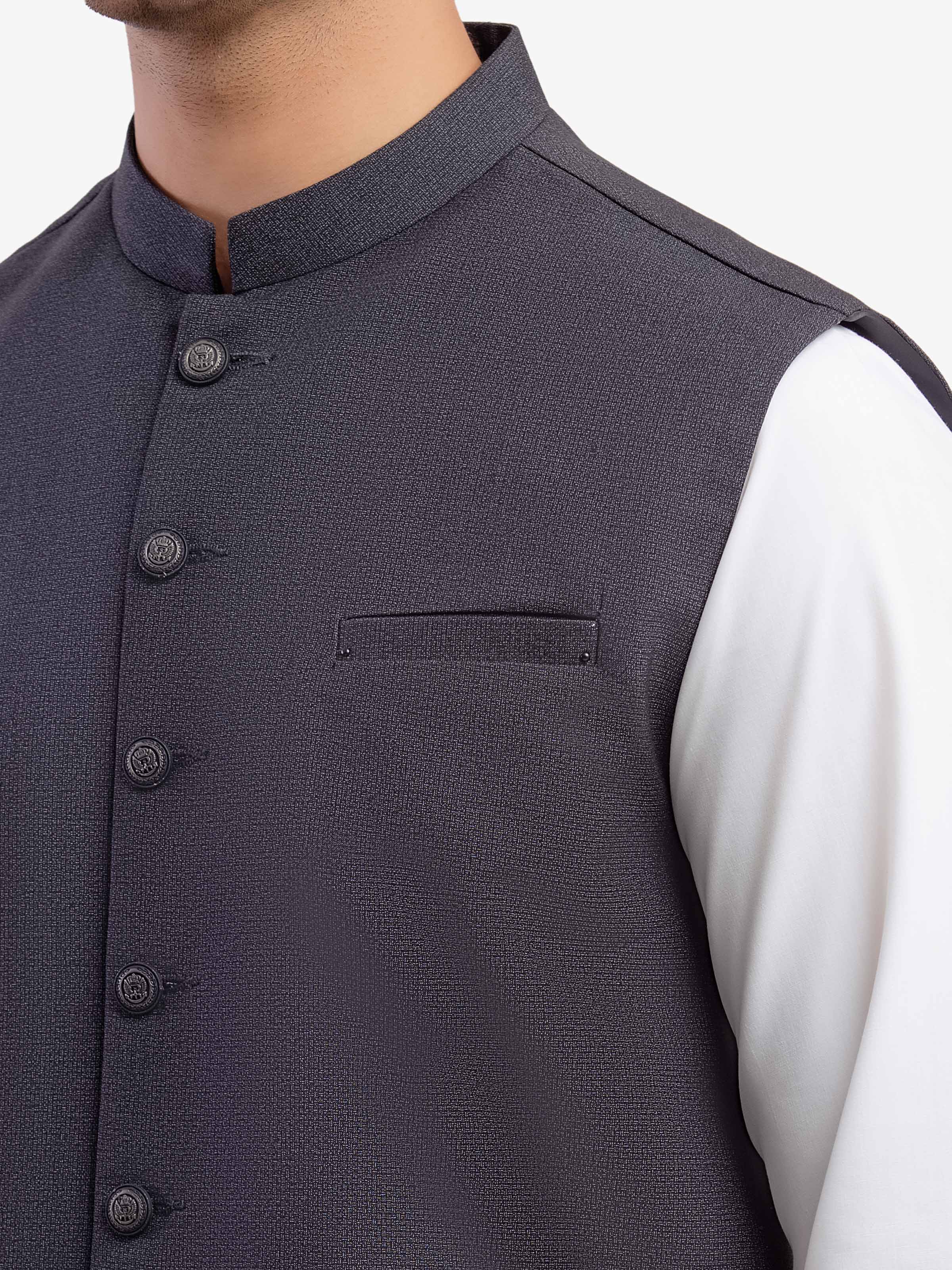 Men's Black Waist Coat - EMTWCP5-35978 - Image 3