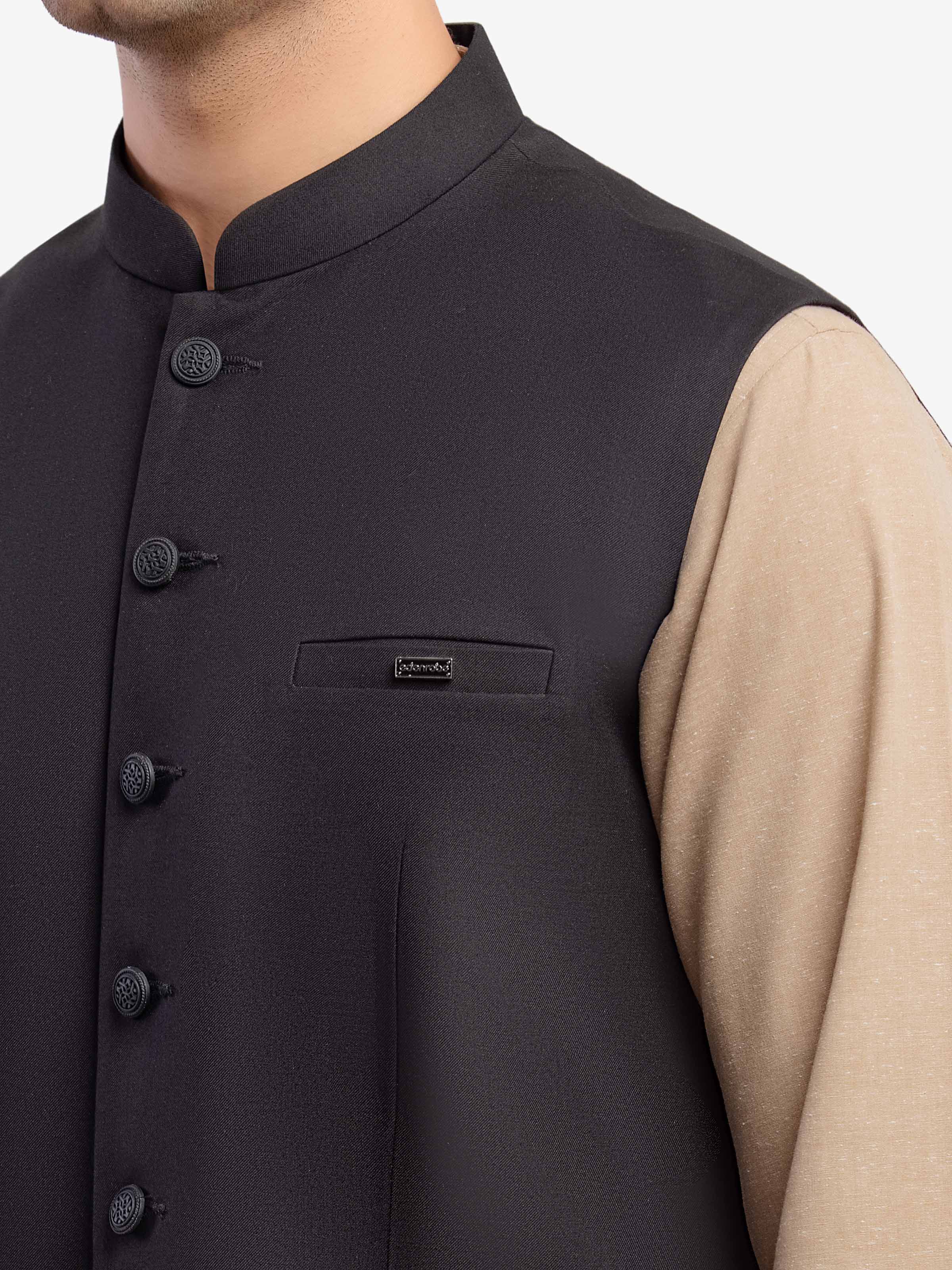 Men's Black Waist Coat - EMTWCP5-35979 - Image 3