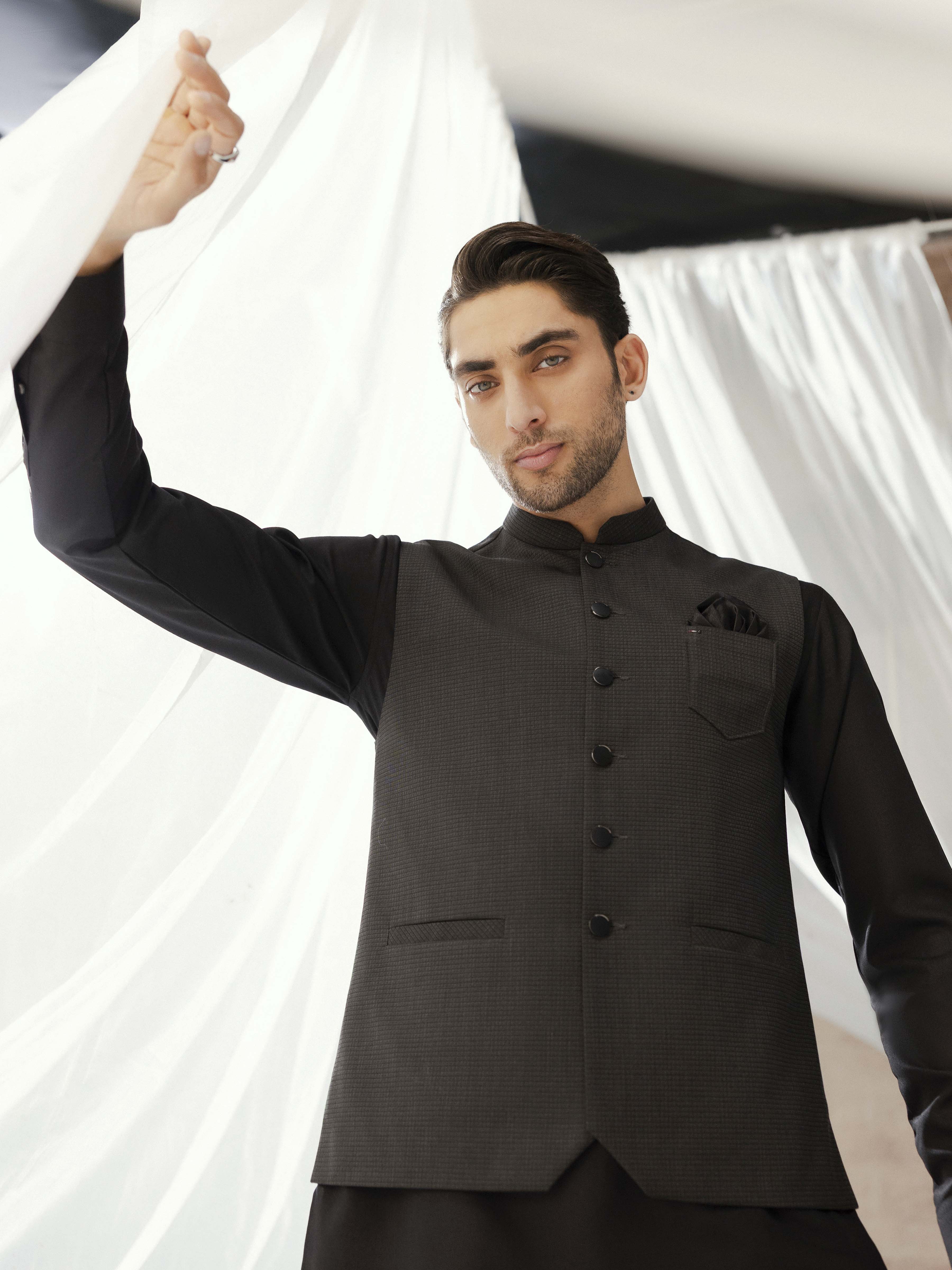 Men's Black Waist Coat - EMTWCP5-35986 - Image 2