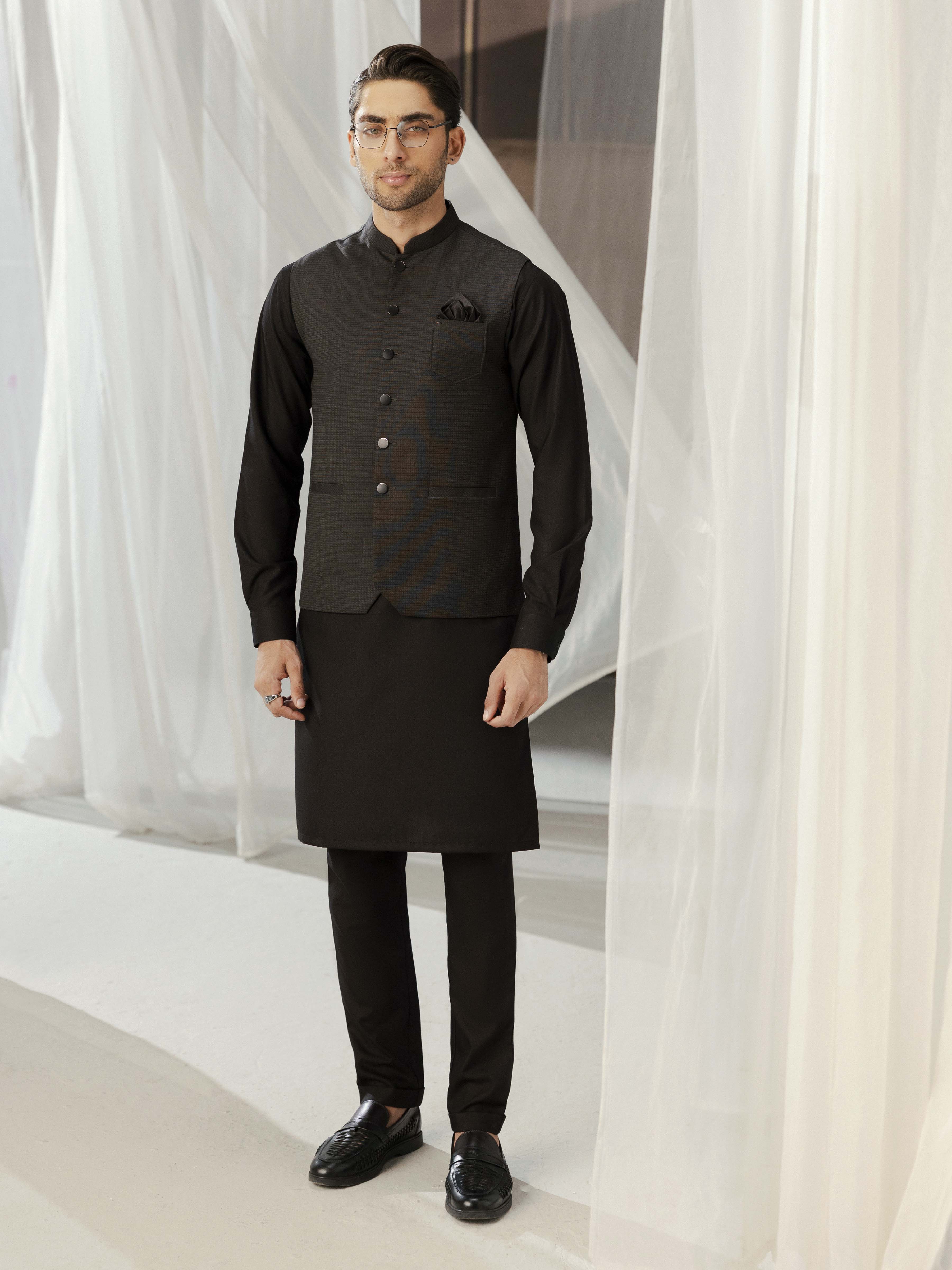 Men's Black Waist Coat - EMTWCP5-35986 - Image 3