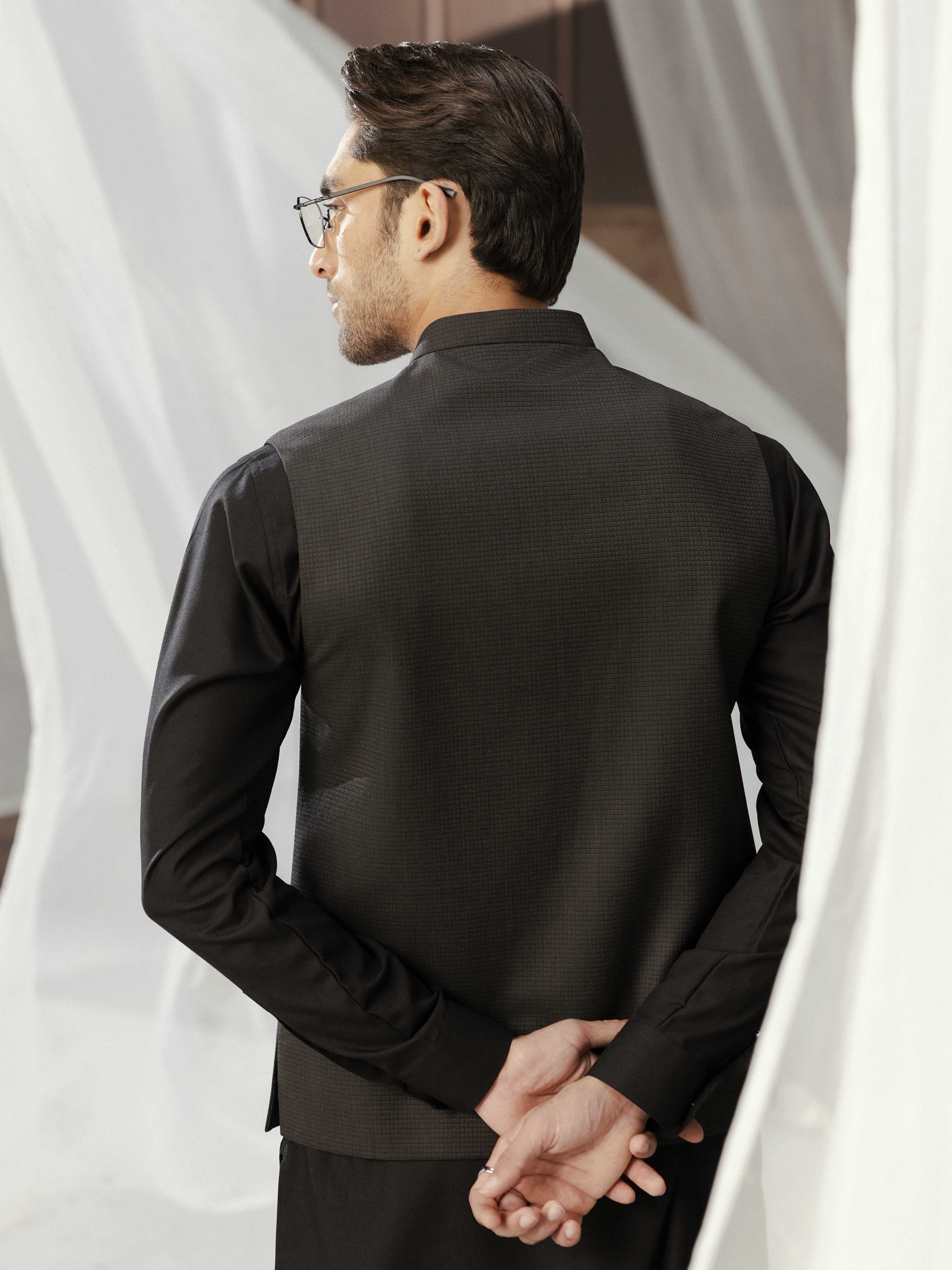 Men's Black Waist Coat - EMTWCP5-35986 - Image 6