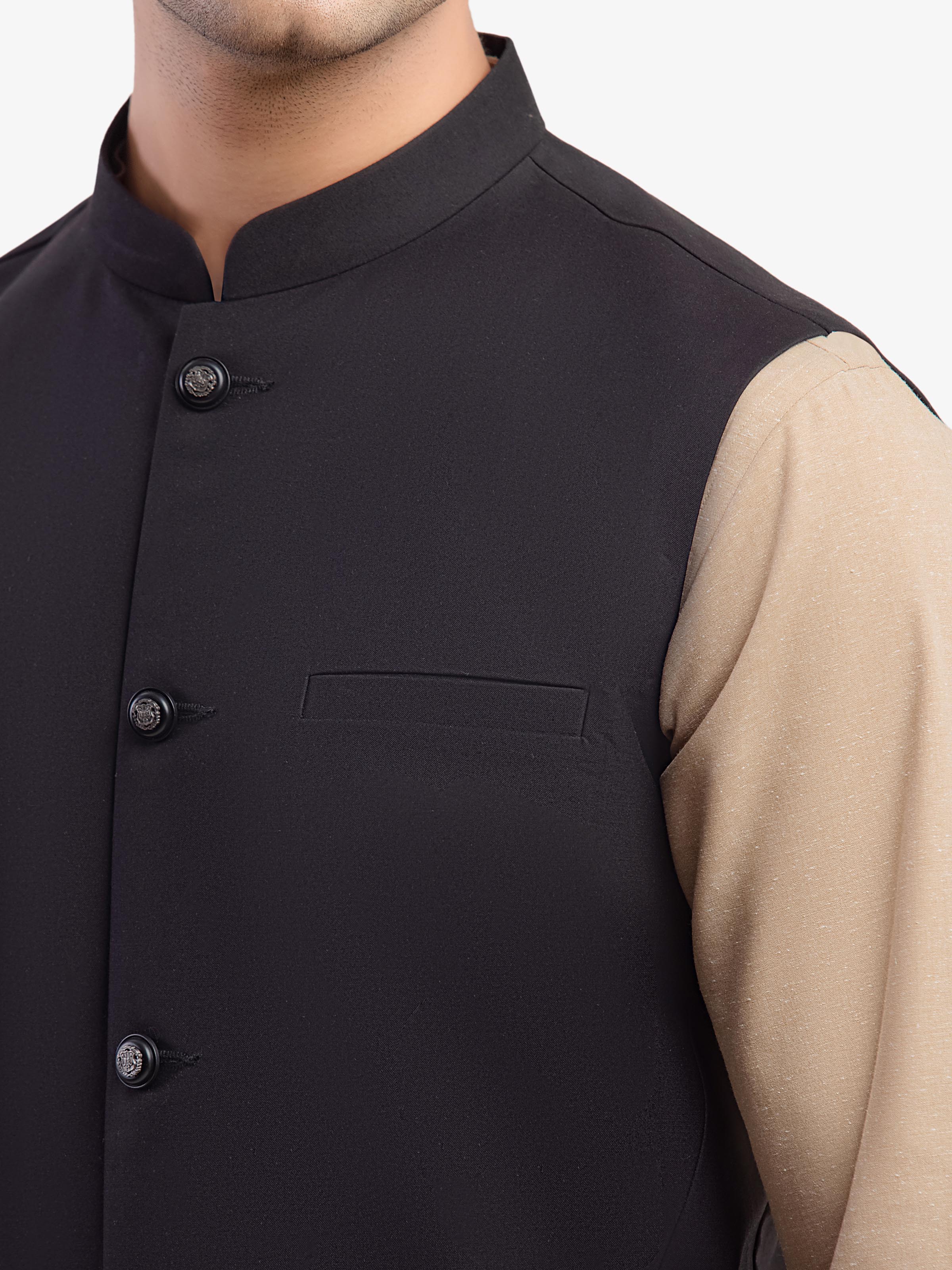 Men's Black Waist Coat - EMTWCP5-35991 - Image 3