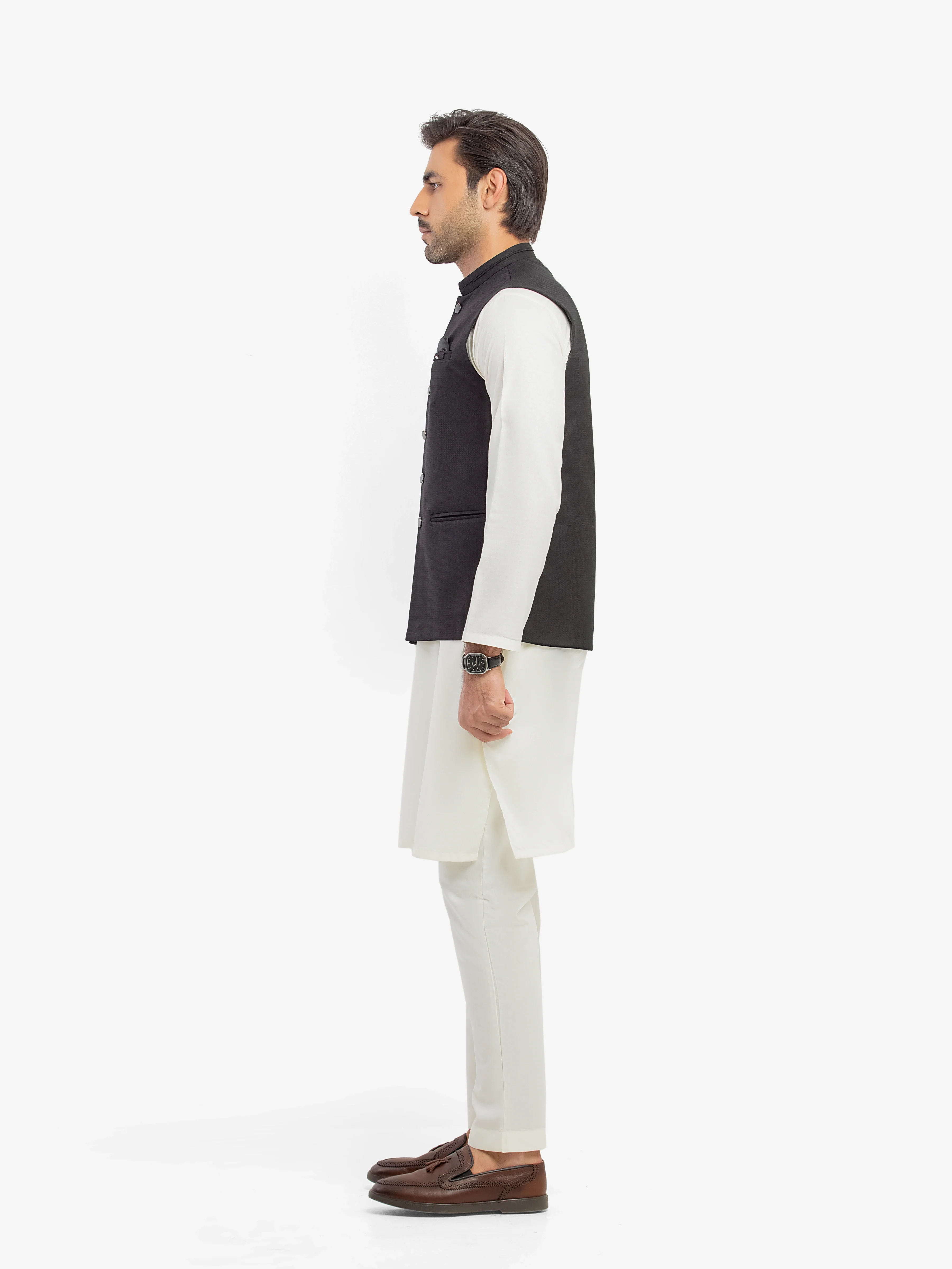 Men's Black Waist Coat - EMTWCP5-35998 - Image 3