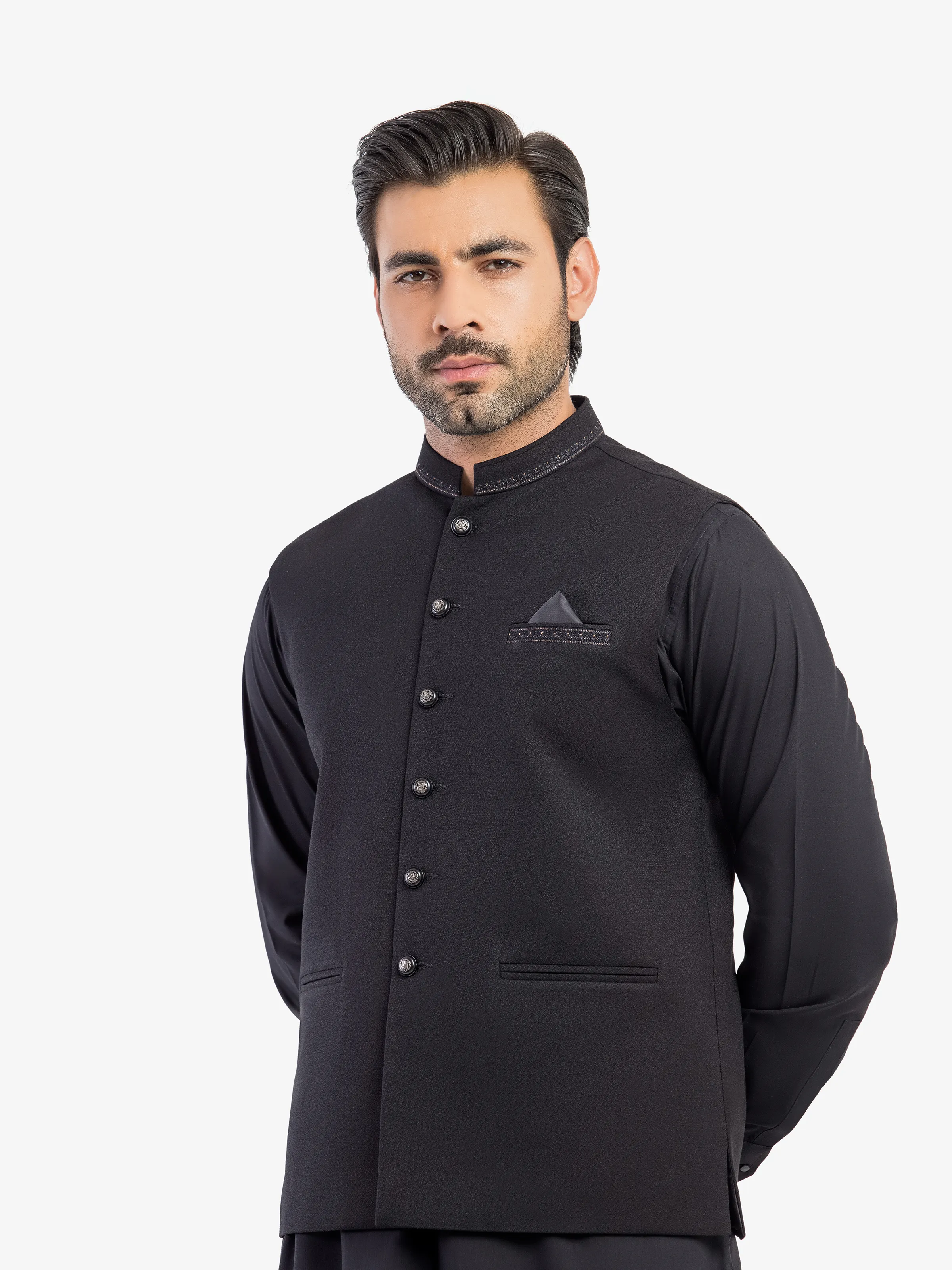 Men's Black Waist Coat Suit - ECMTWCS5-031 - Image 2
