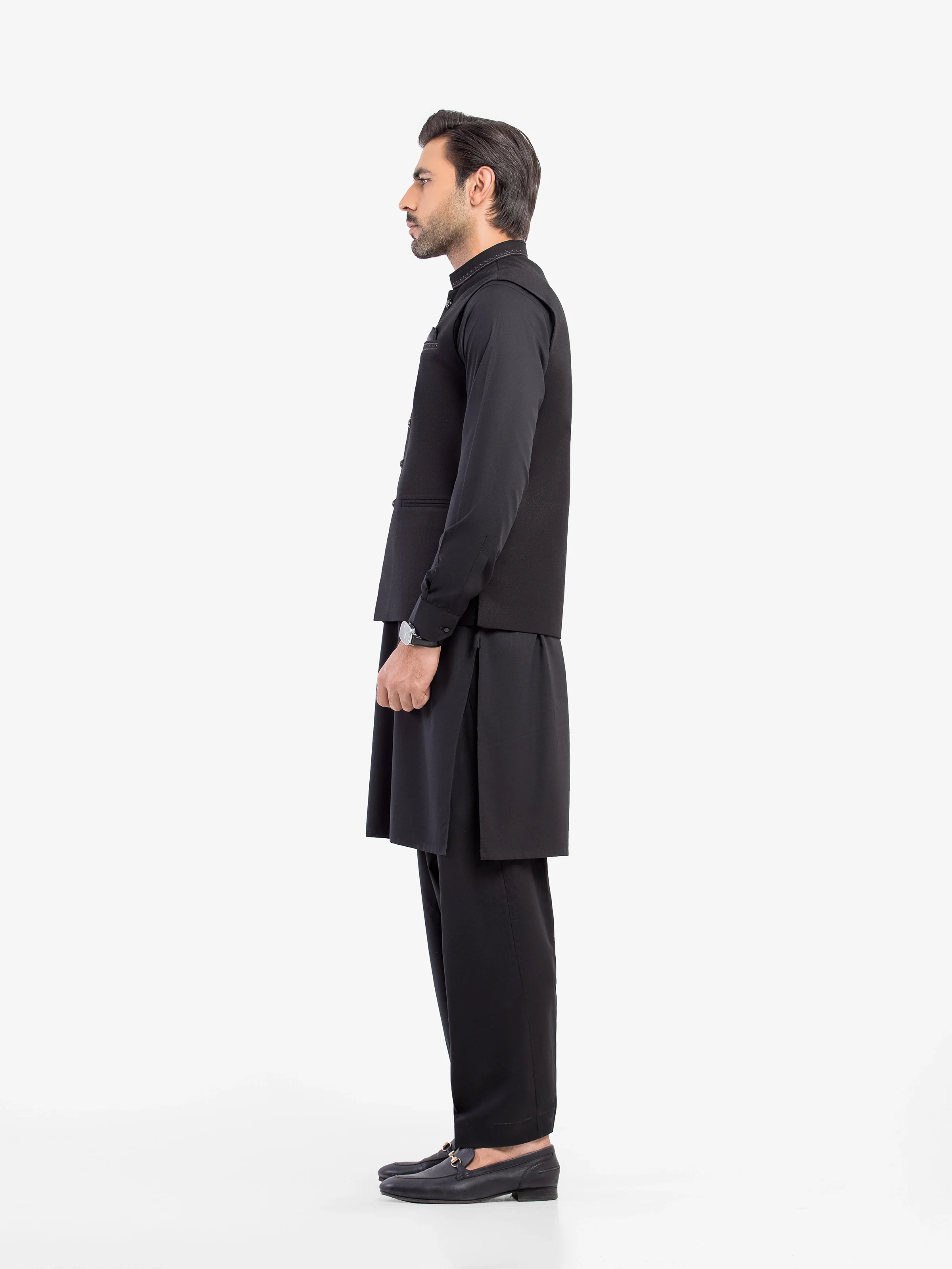 Men's Black Waist Coat Suit - ECMTWCS5-031 - Image 4