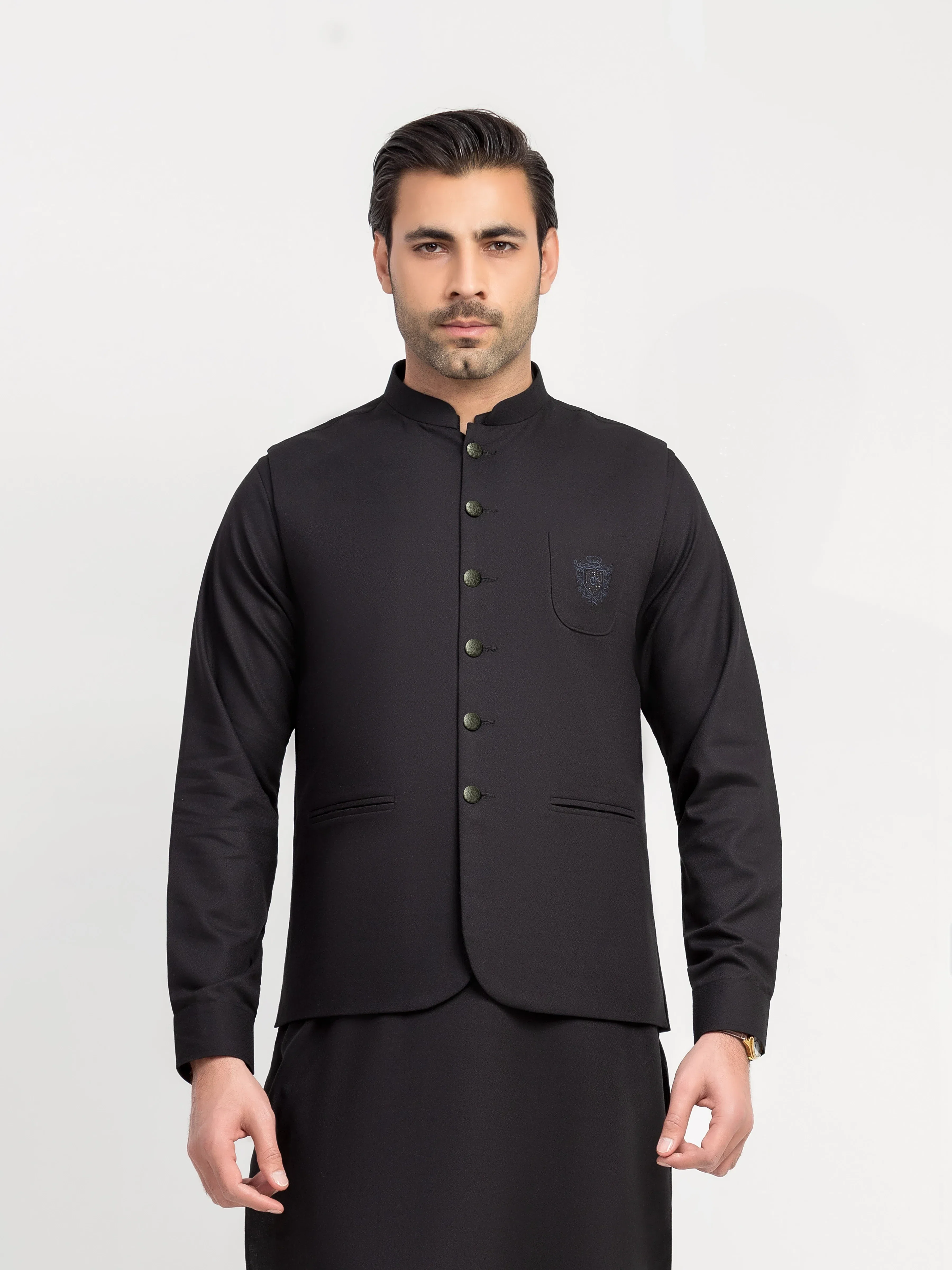 Men's Black Waist Coat Suit - ECMTWCS5-033 - Image 2