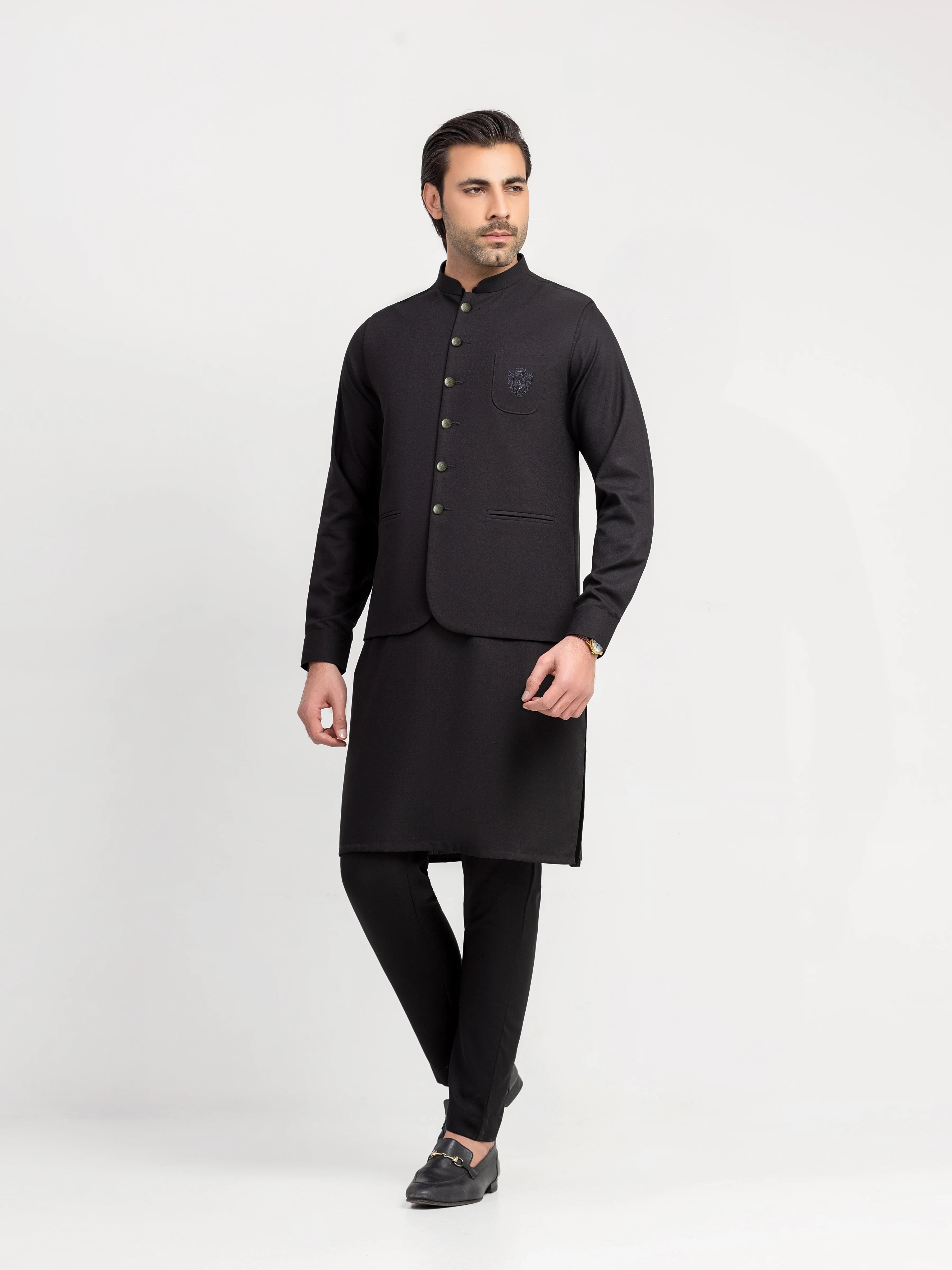 Men's Black Waist Coat Suit - ECMTWCS5-033 - Image 4