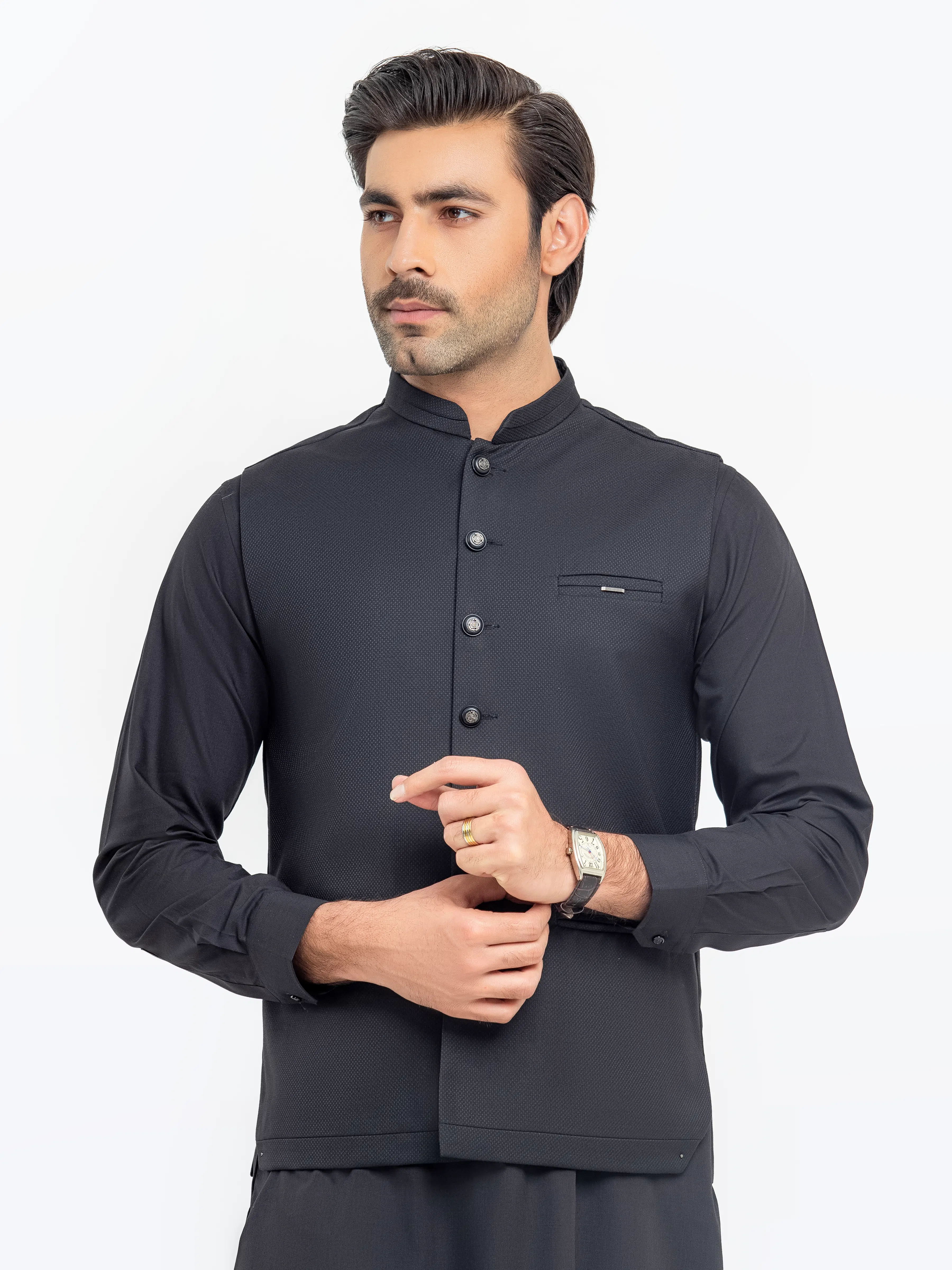 Men's Black Waist Coat Suit - EMTWCS5-009 - Image 2