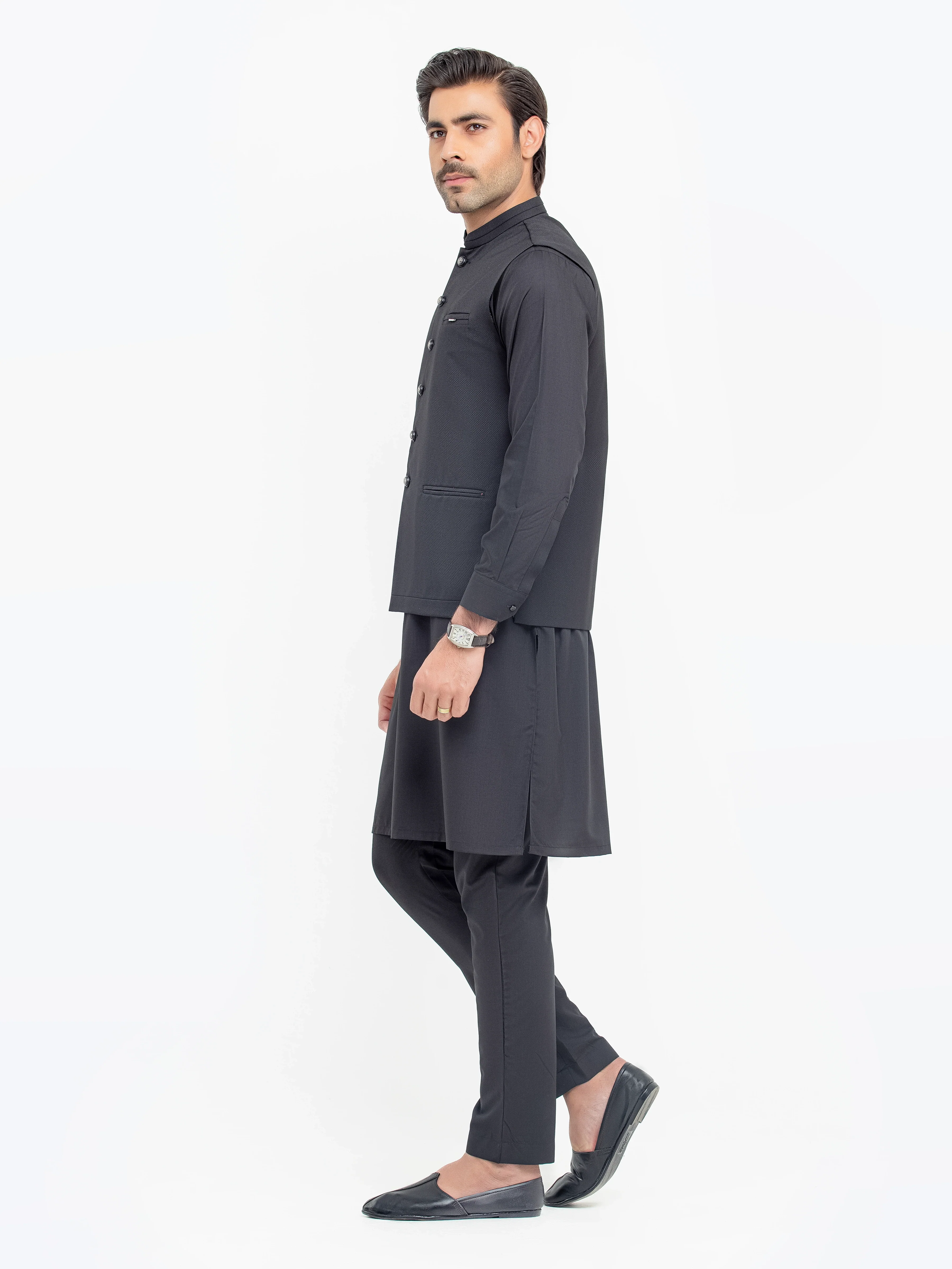 Men's Black Waist Coat Suit - EMTWCS5-009 - Image 4