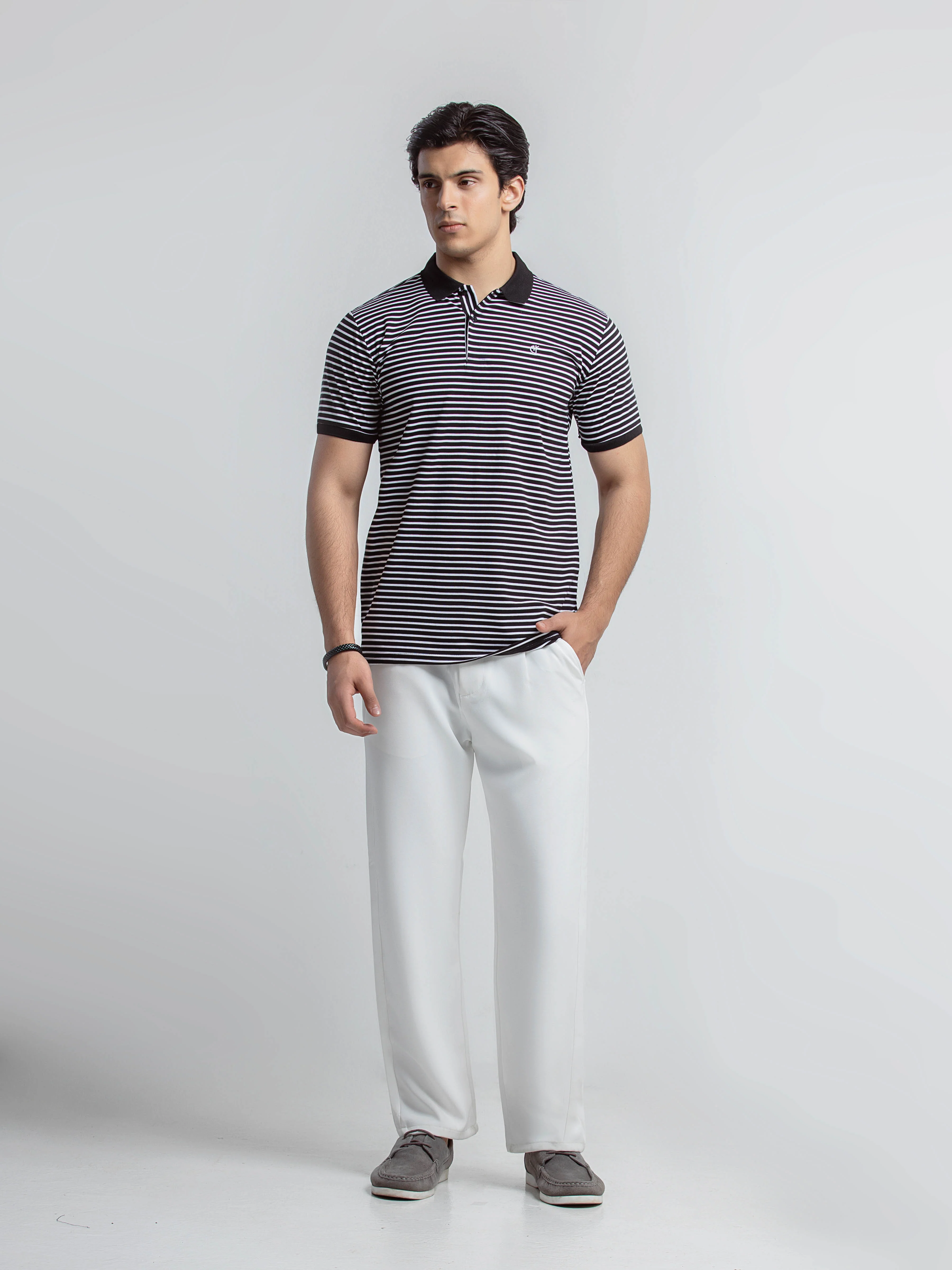 Men's Black & White Polo Shirt - EMTPS6-054 - Image 2