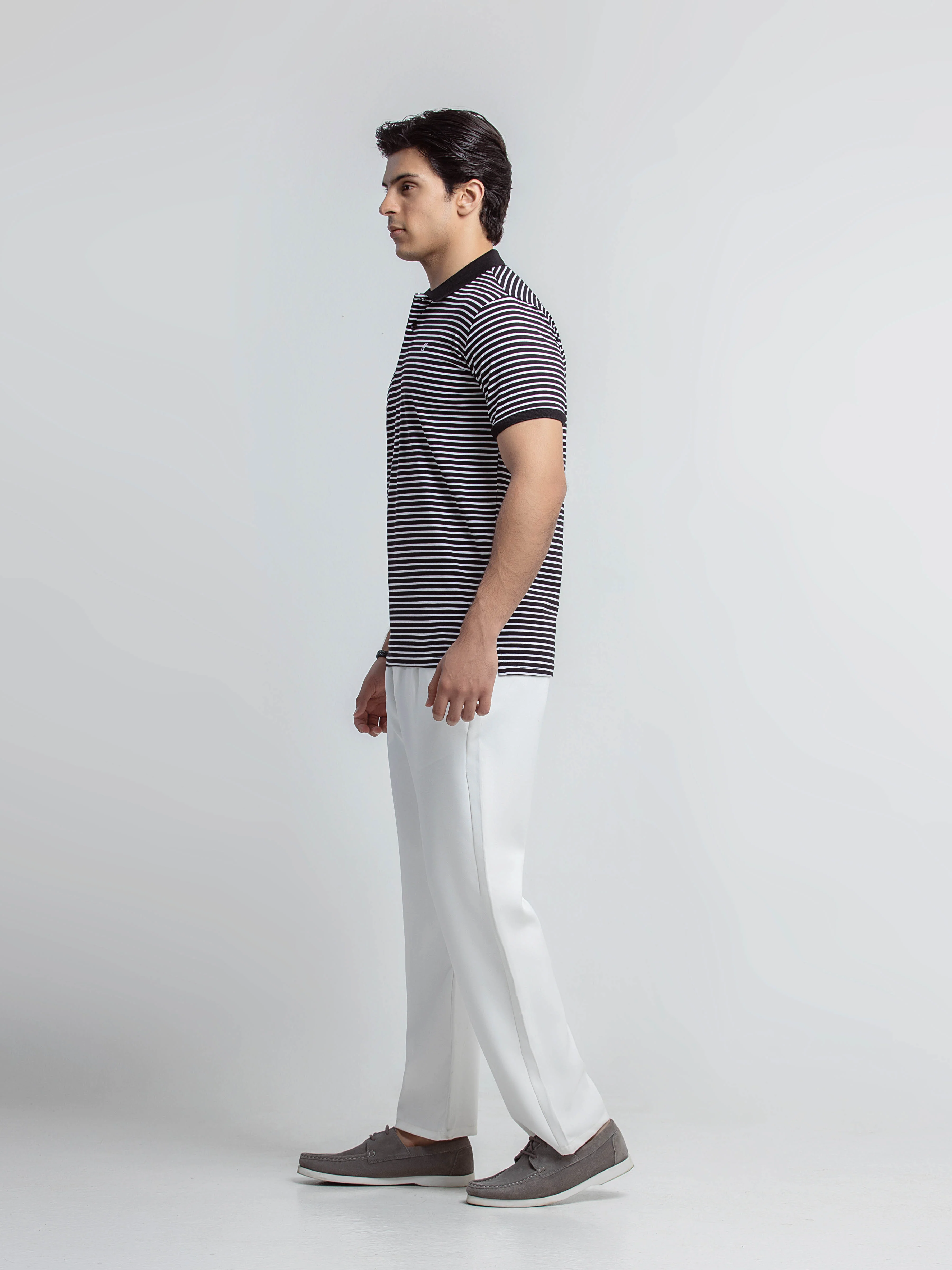 Men's Black & White Polo Shirt - EMTPS6-054 - Image 3