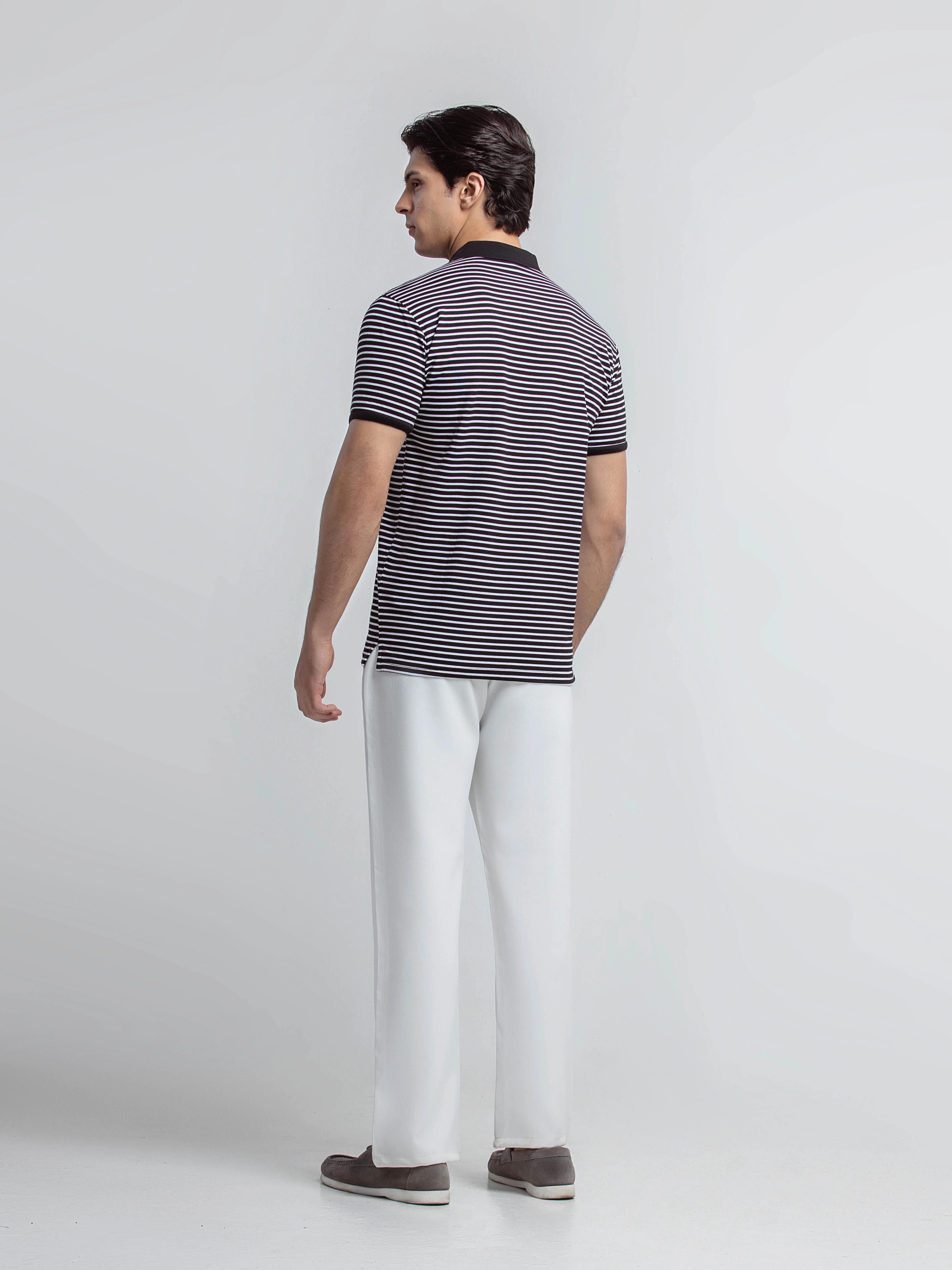 Men's Black & White Polo Shirt - EMTPS6-054 - Image 4