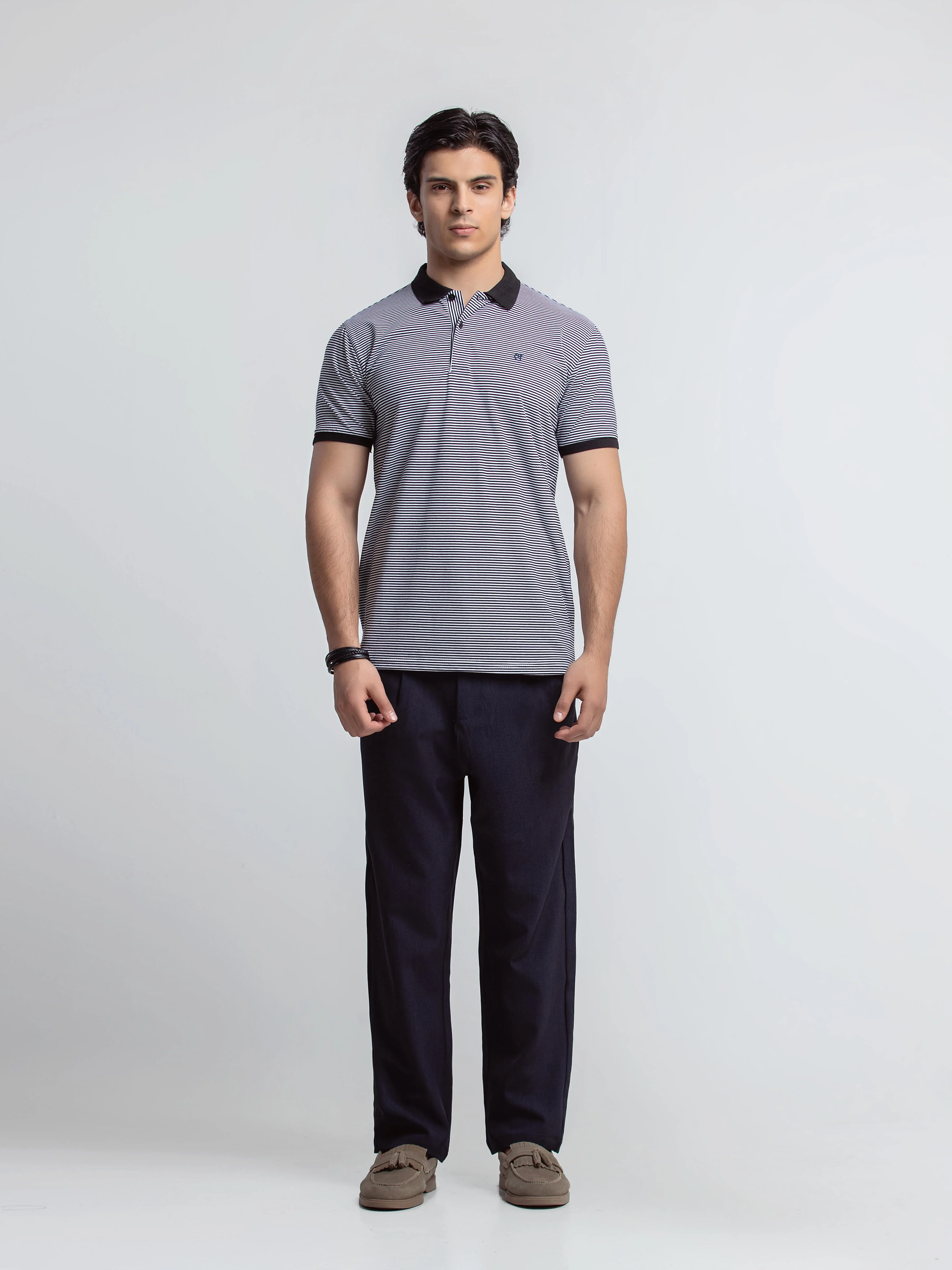 Men's Black & White Polo Shirt - EMTPS6-057 - Image 2