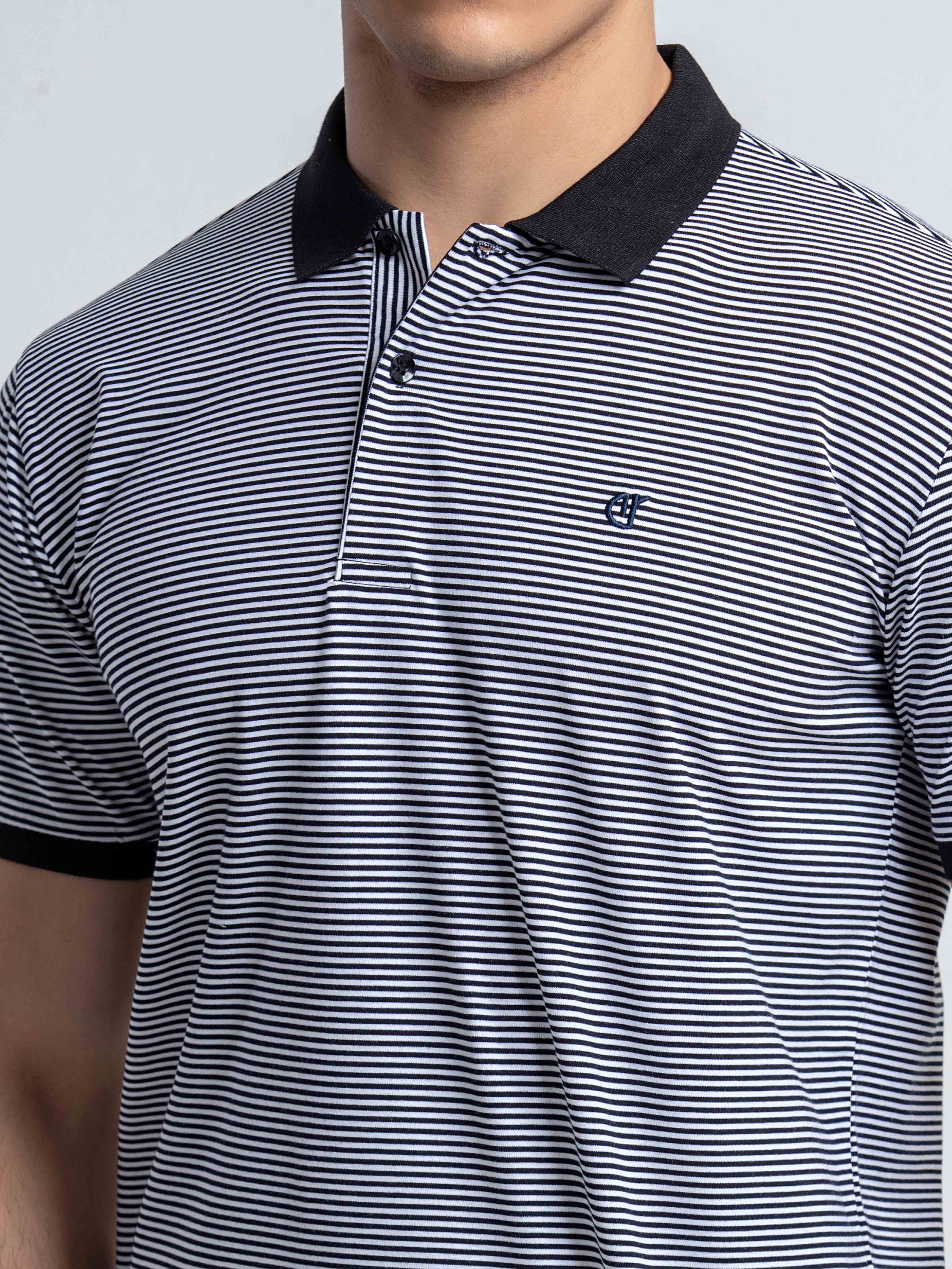Men's Black & White Polo Shirt - EMTPS6-057 - Image 3