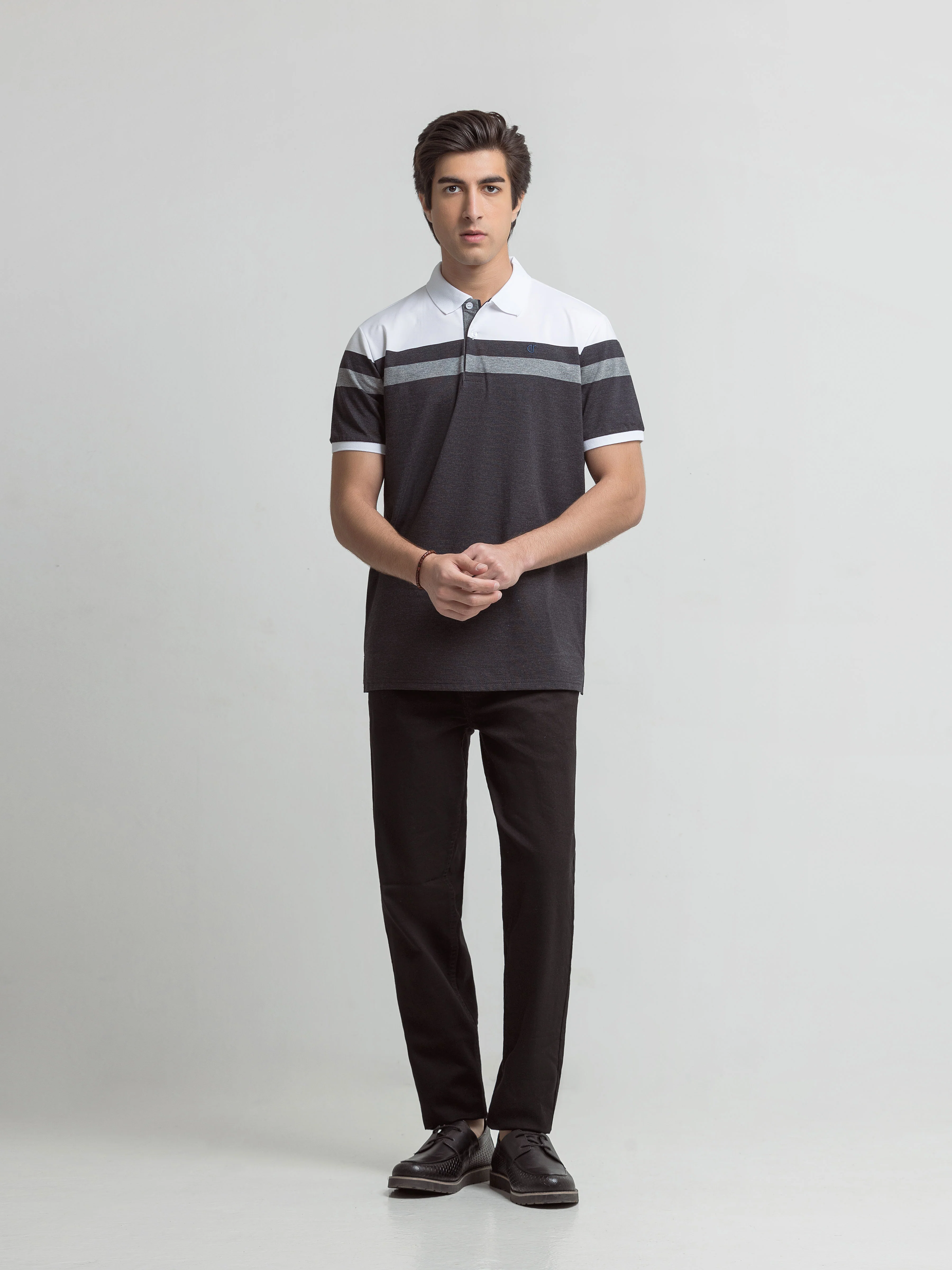 Men's Black & White Polo Shirt - EMTPS6-059 - Image 2