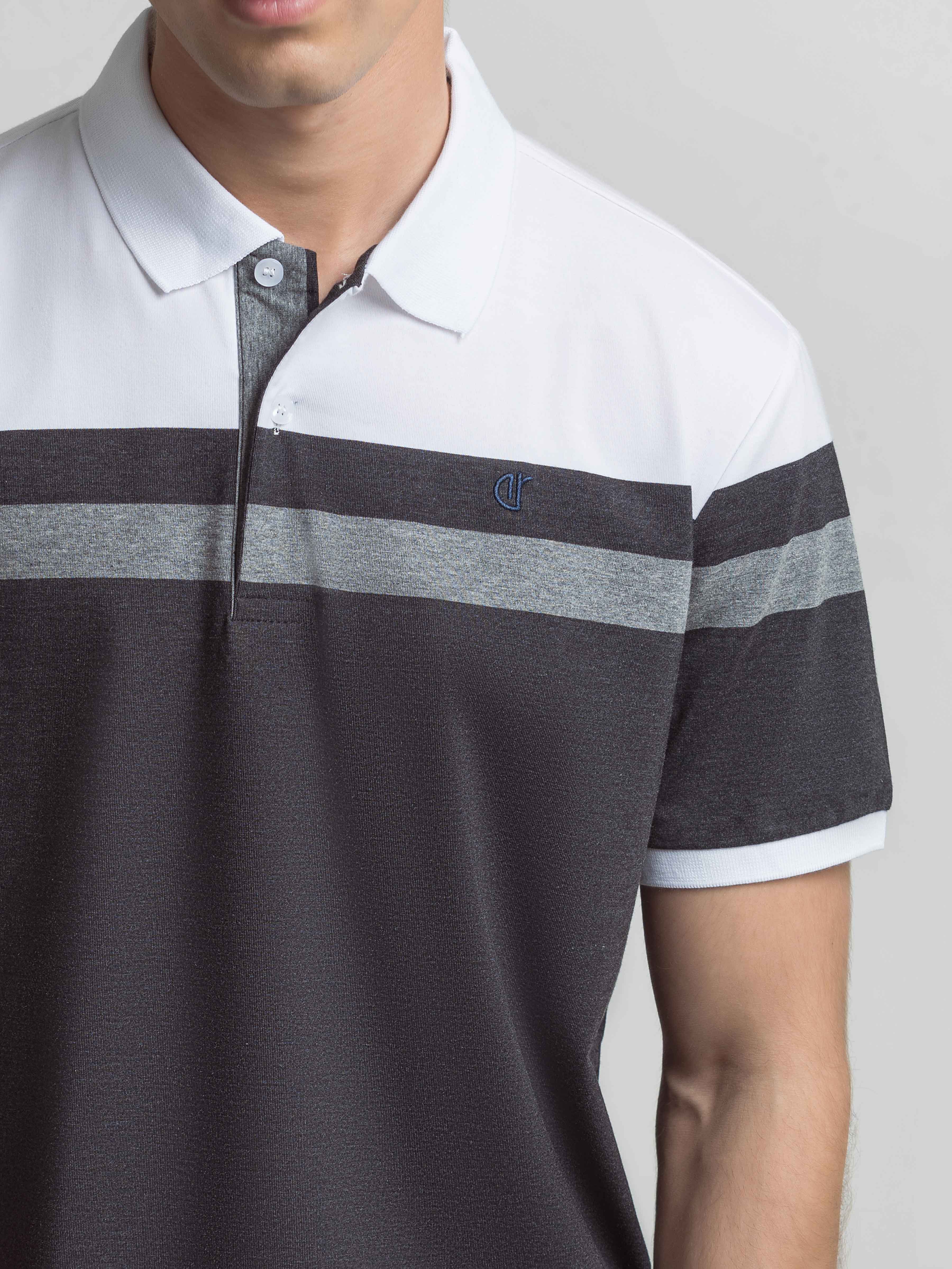 Men's Black & White Polo Shirt - EMTPS6-059 - Image 3