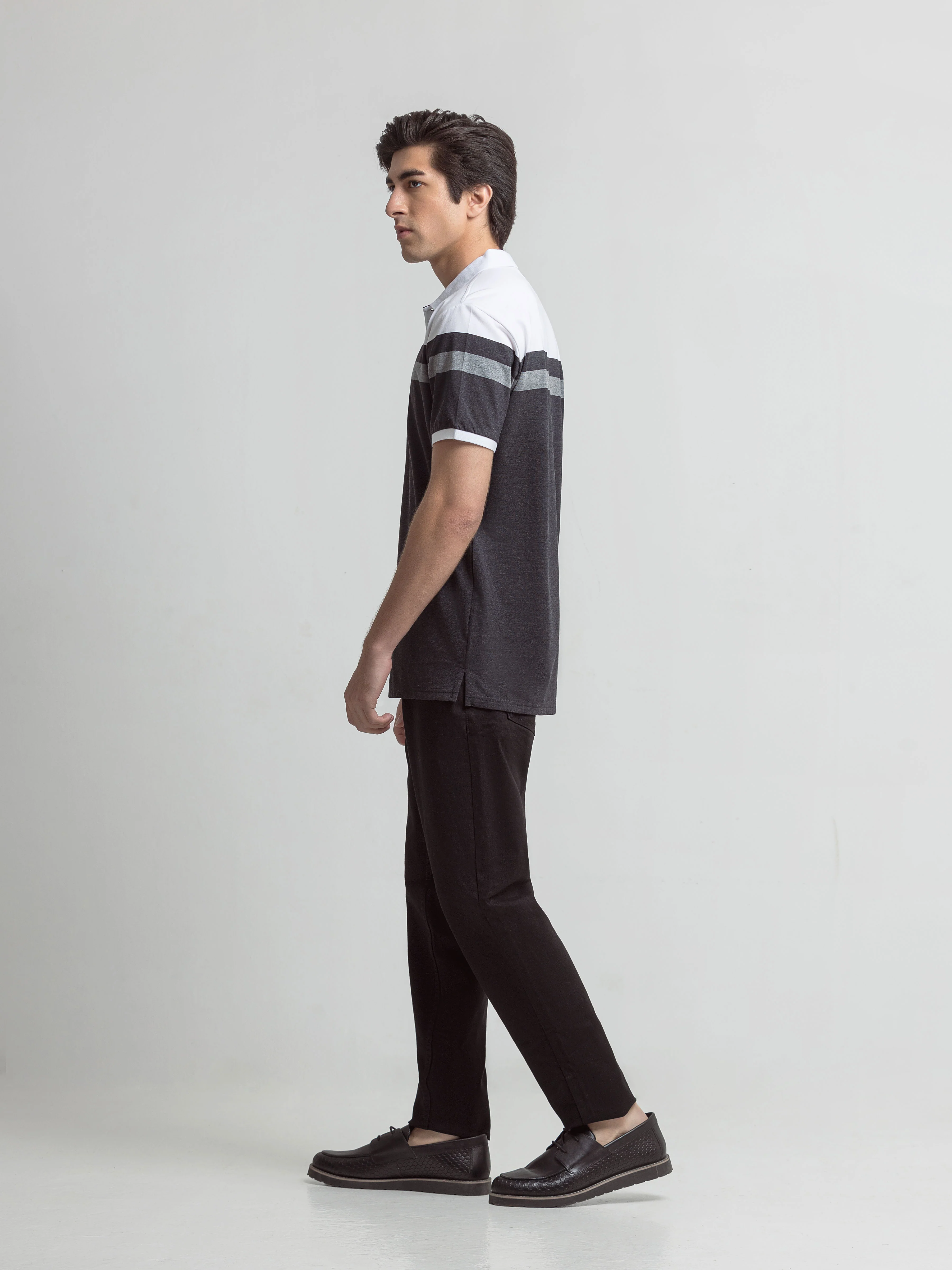 Men's Black & White Polo Shirt - EMTPS6-059 - Image 4